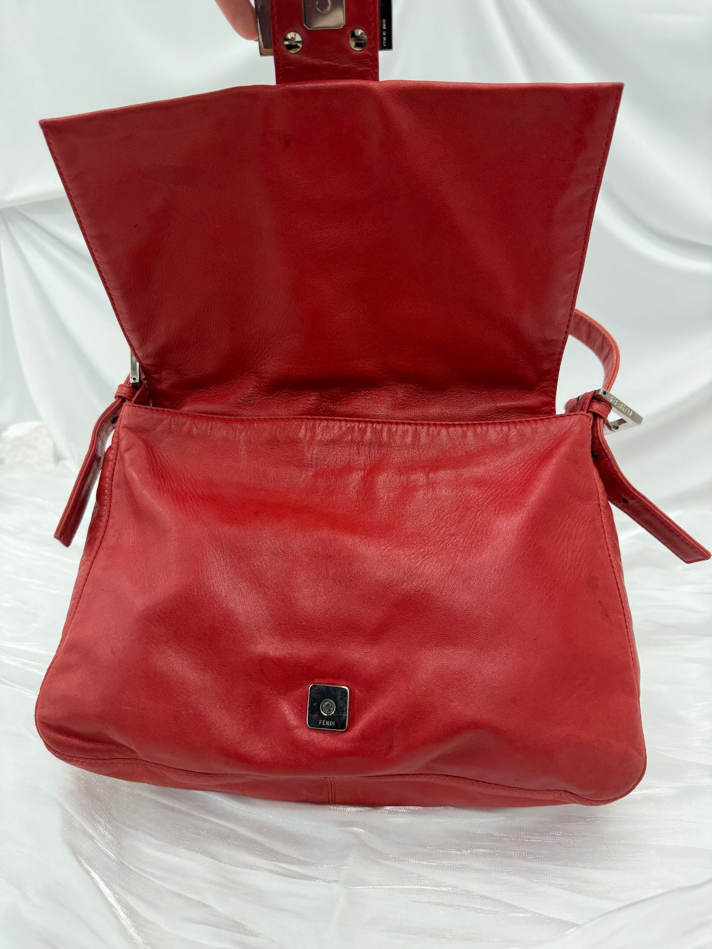 Fendi Red Leather Mama Baguette Handbag