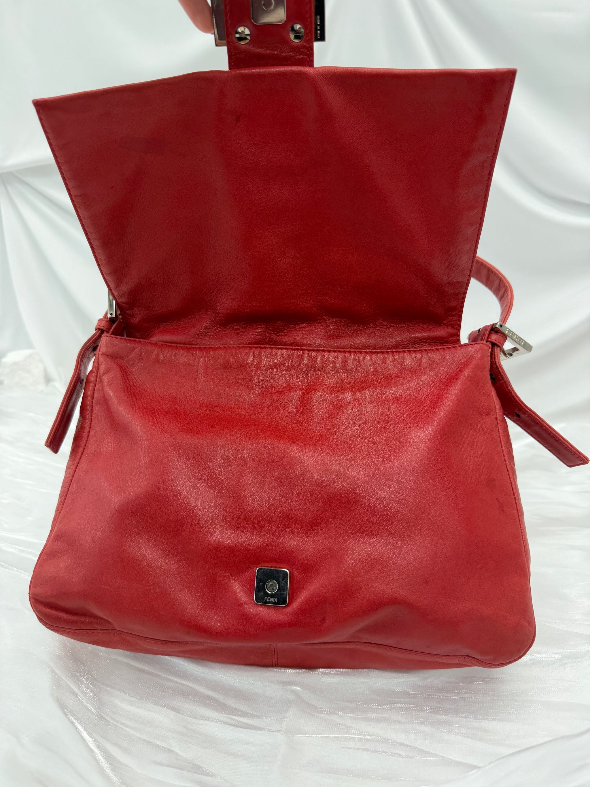 Fendi Red Leather Mama Baguette Handbag