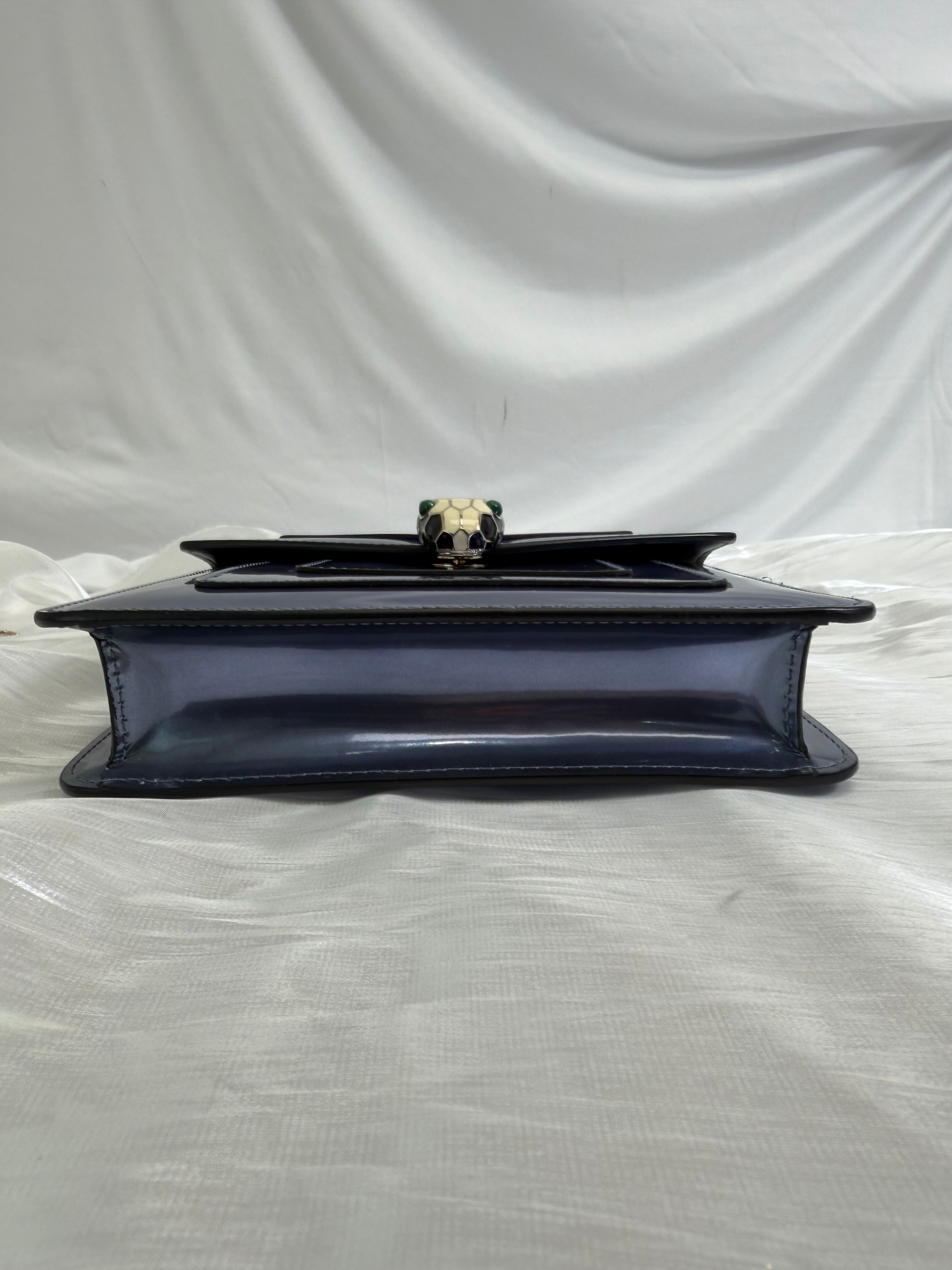 Bvlgari Blue Metallic Blue Calfskin Serpenti Forever Shoulder Bag