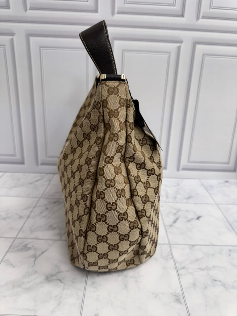 Gucci GG Supreme Canvas New Ladies Web Hobo Bag