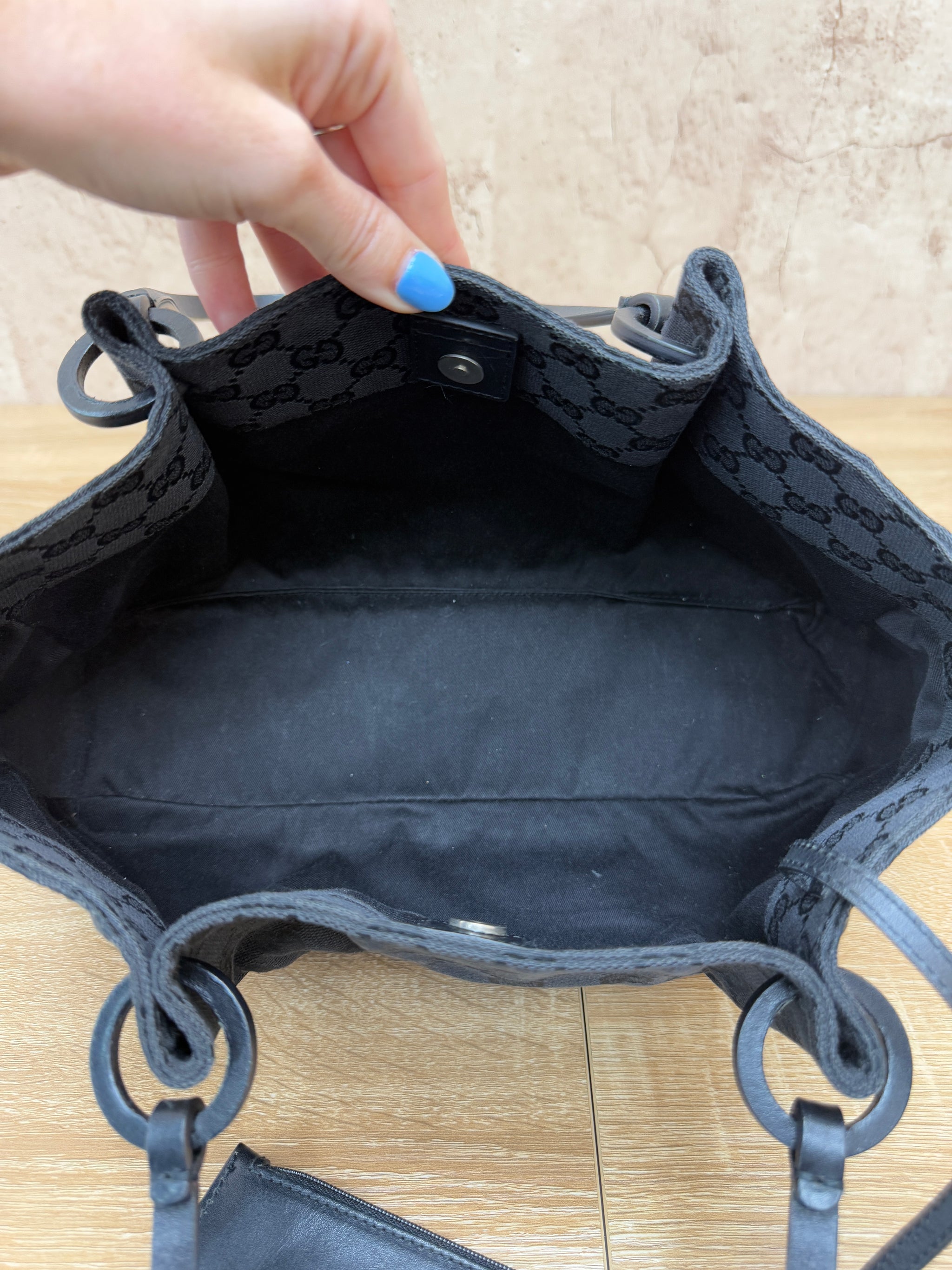 Gucci GG Black Canvas Tote Bag