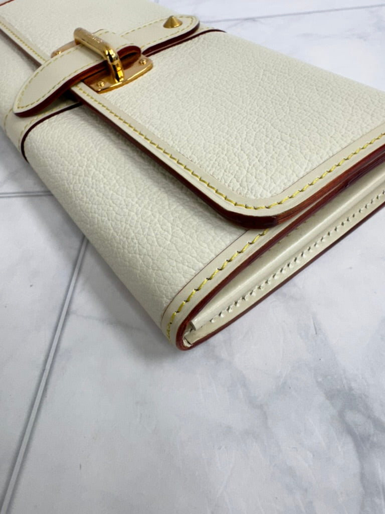 Louis Vuitton White Grained Leather Le Favori Long Wallet