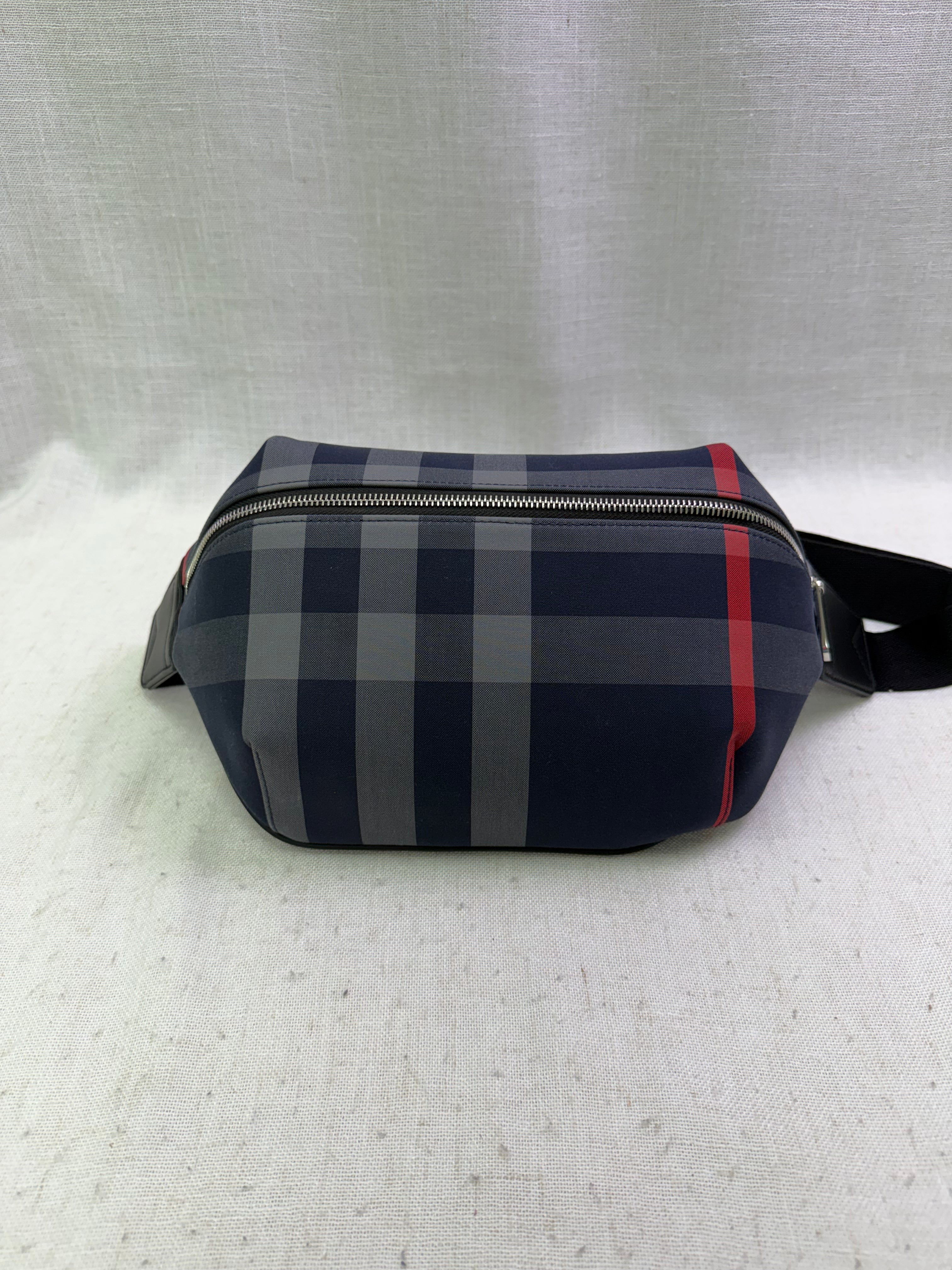 LIKE NEW- Burberry Blue & Red House Check Canvas Sonny Bum Bag