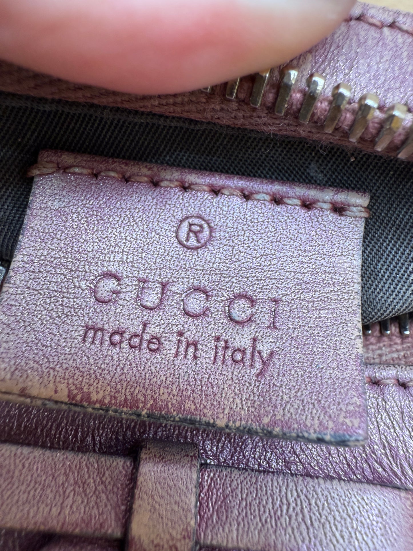 Gucci Canvas & Mauve Leather Cosmetic Pouch
