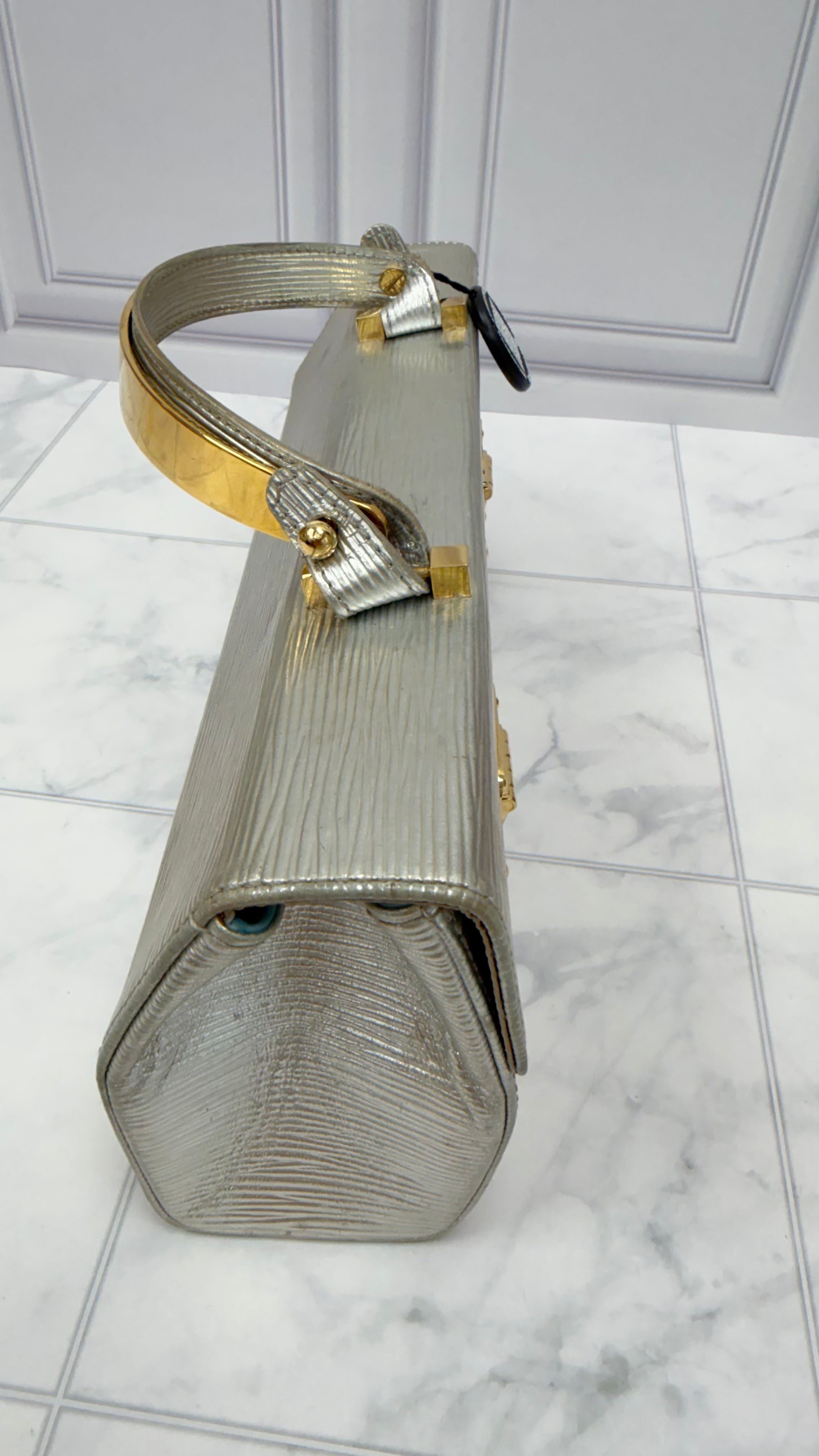Louis Vuitton Rare Silver Epi Galaxia Handbag