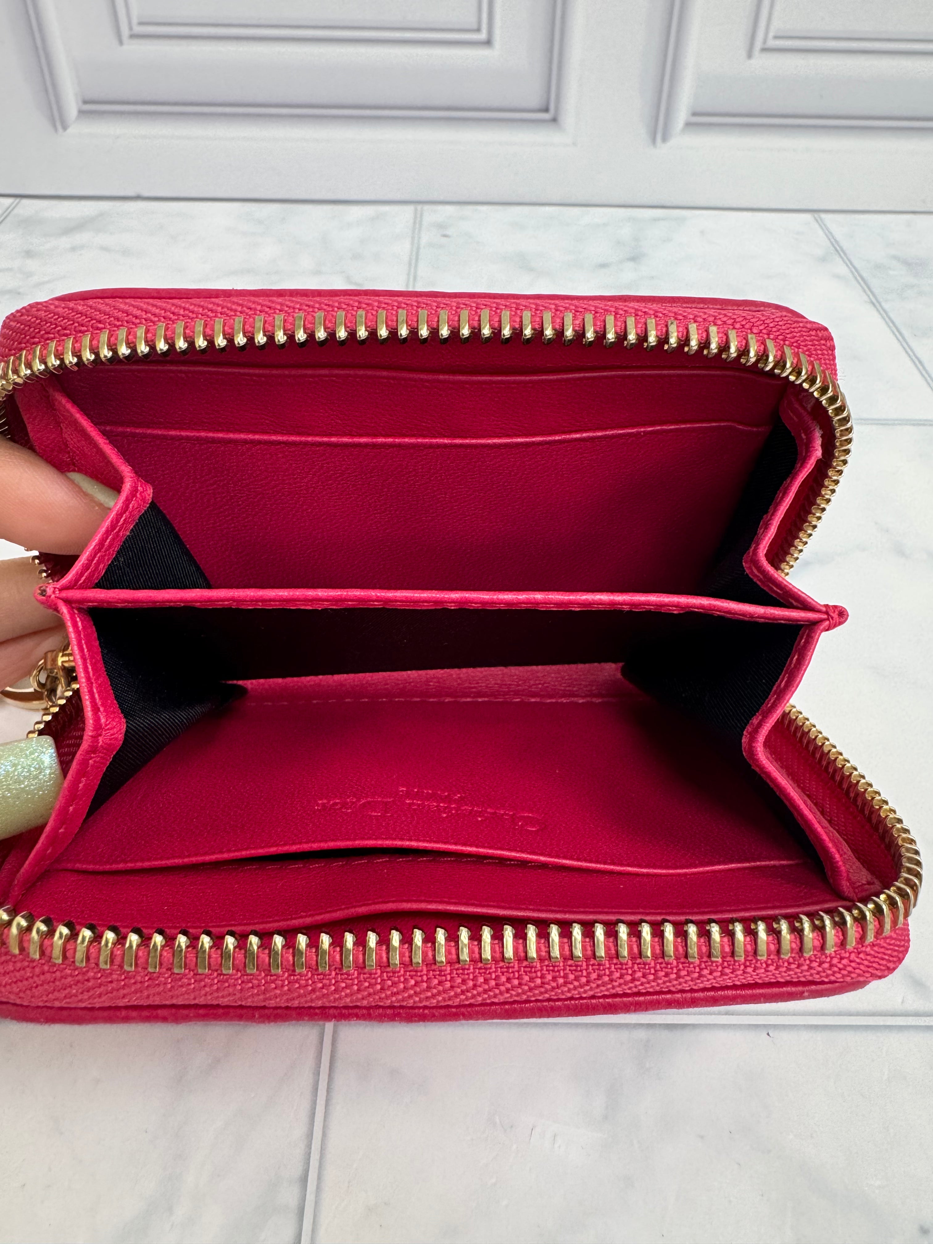 Christian Dior Pink Cannage Leather Lady Dior Zippy Card Case