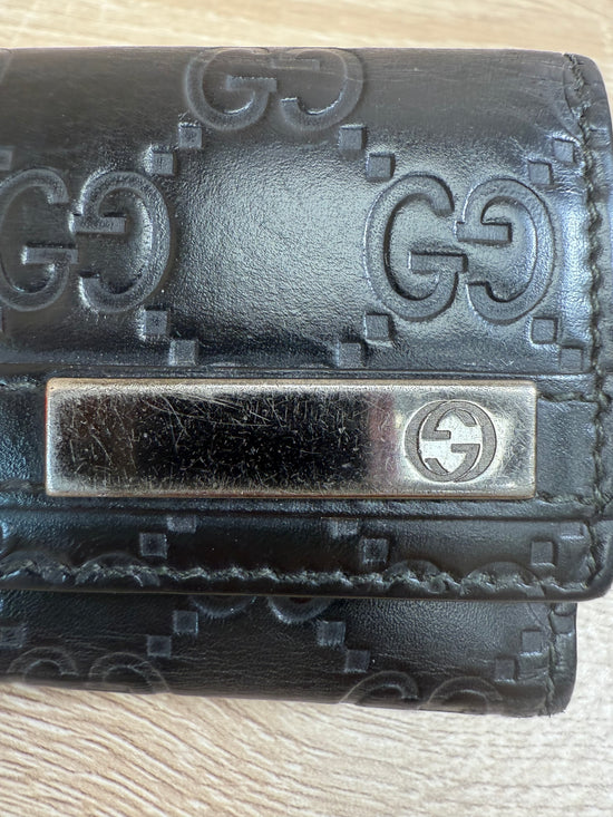 Gucci Guccissima Black Leather 6 Key Holder