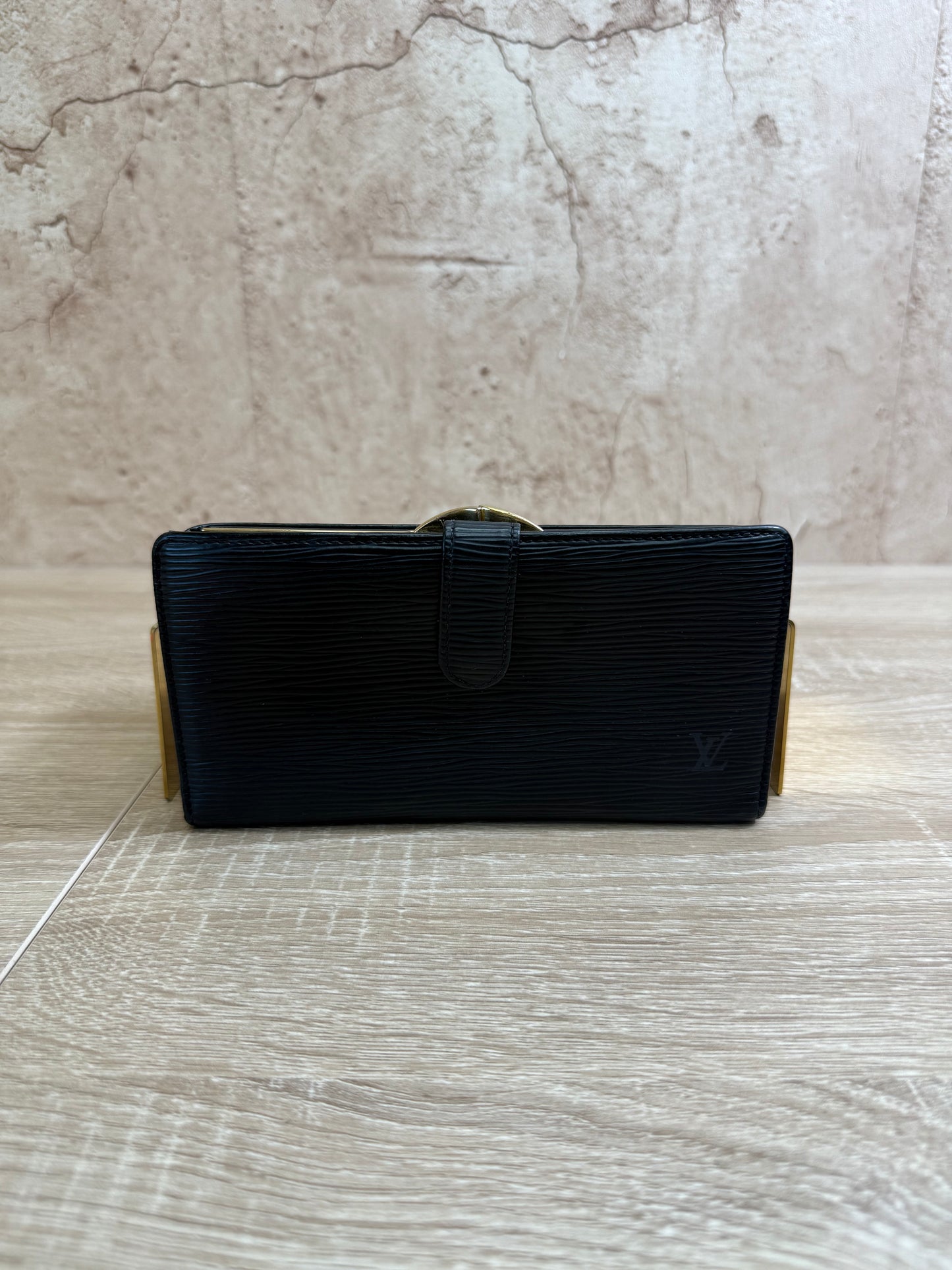 Louis Vuitton Black Epi Long French Wallet