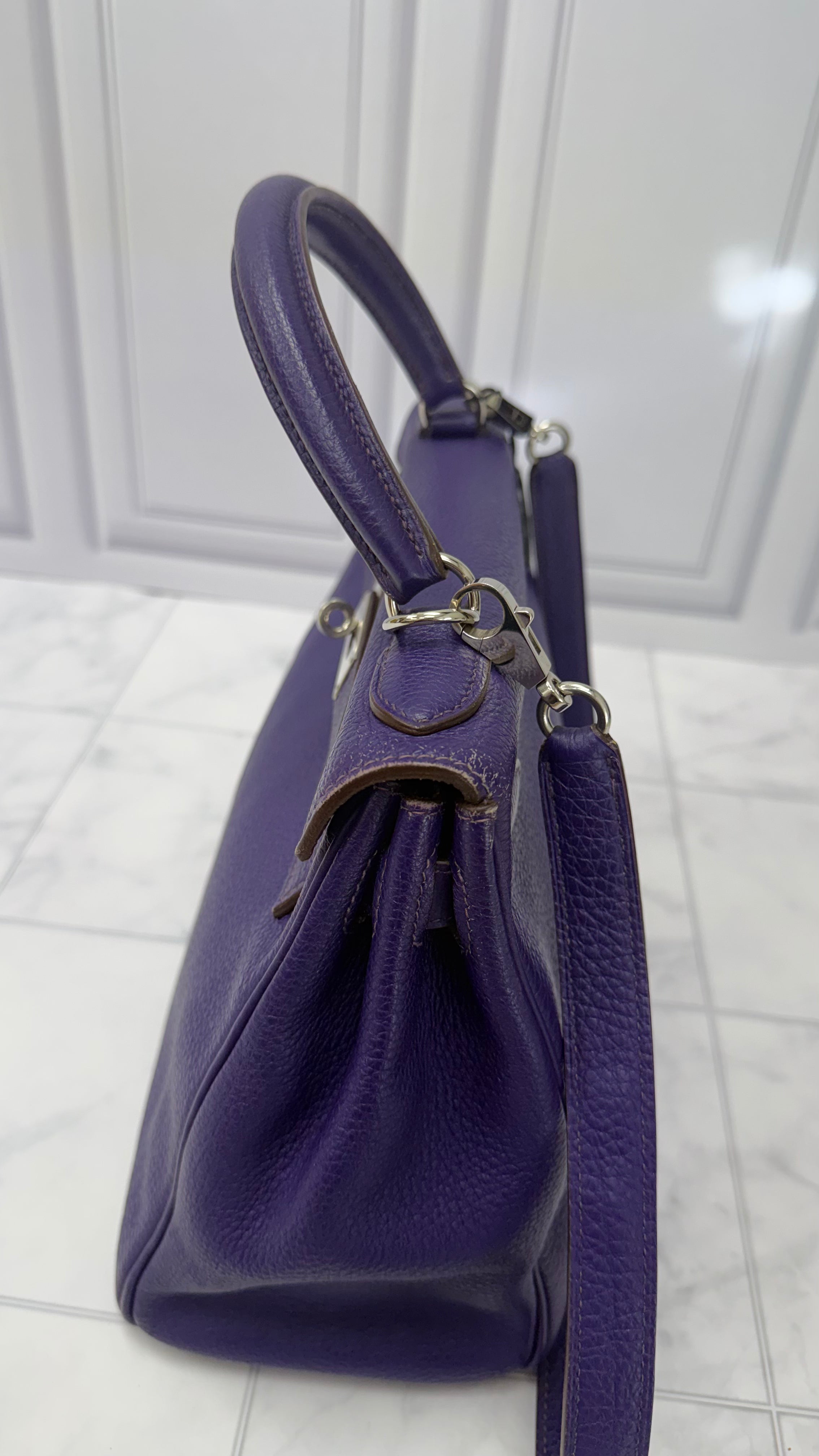 *DONS PRE DROP* Hermes Purple Togo Leather Kelly 28 Handbag