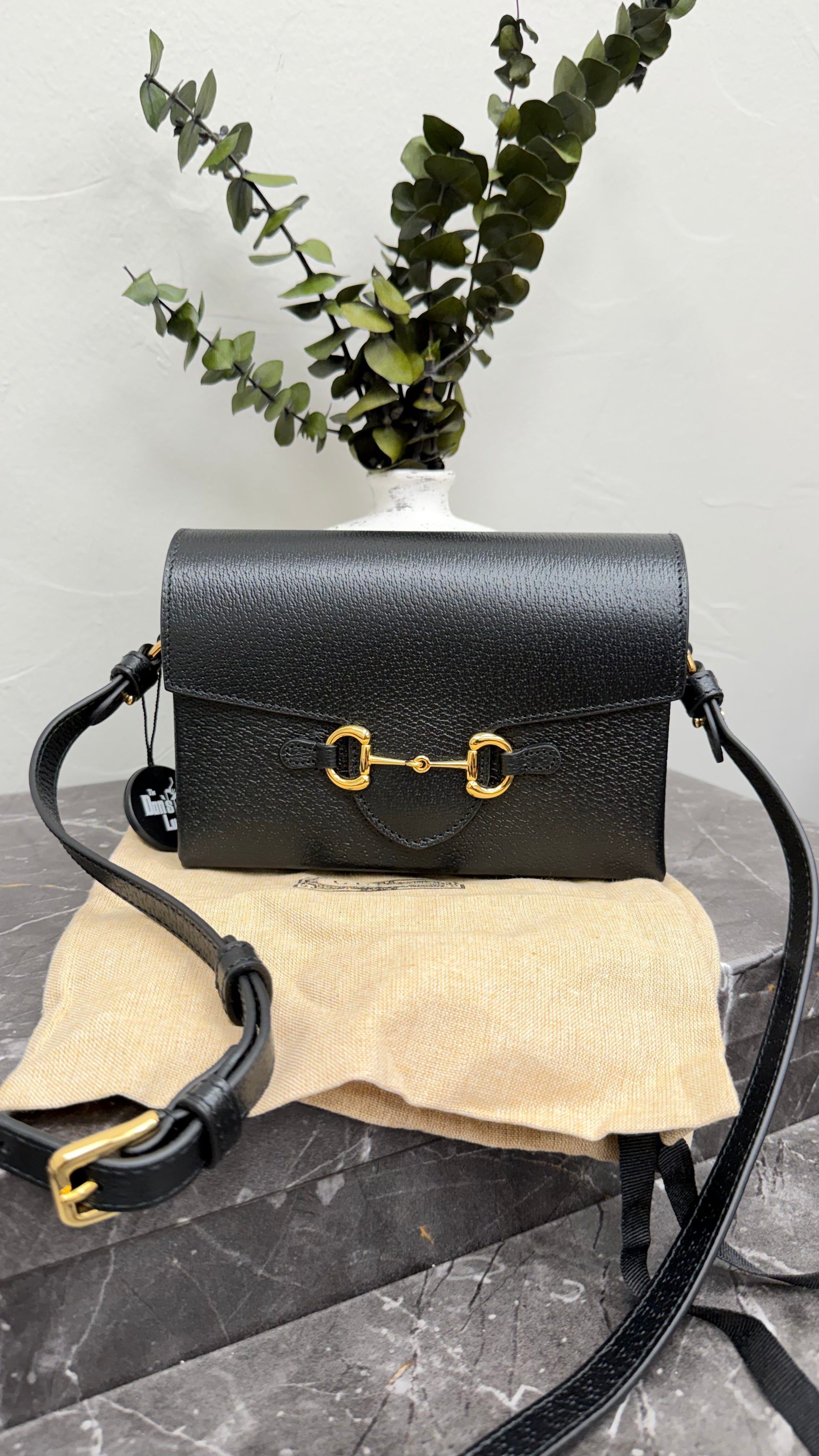 *DONS DROP* Gucci Black Leather 1955 Horsebit Crossbody Beltbag