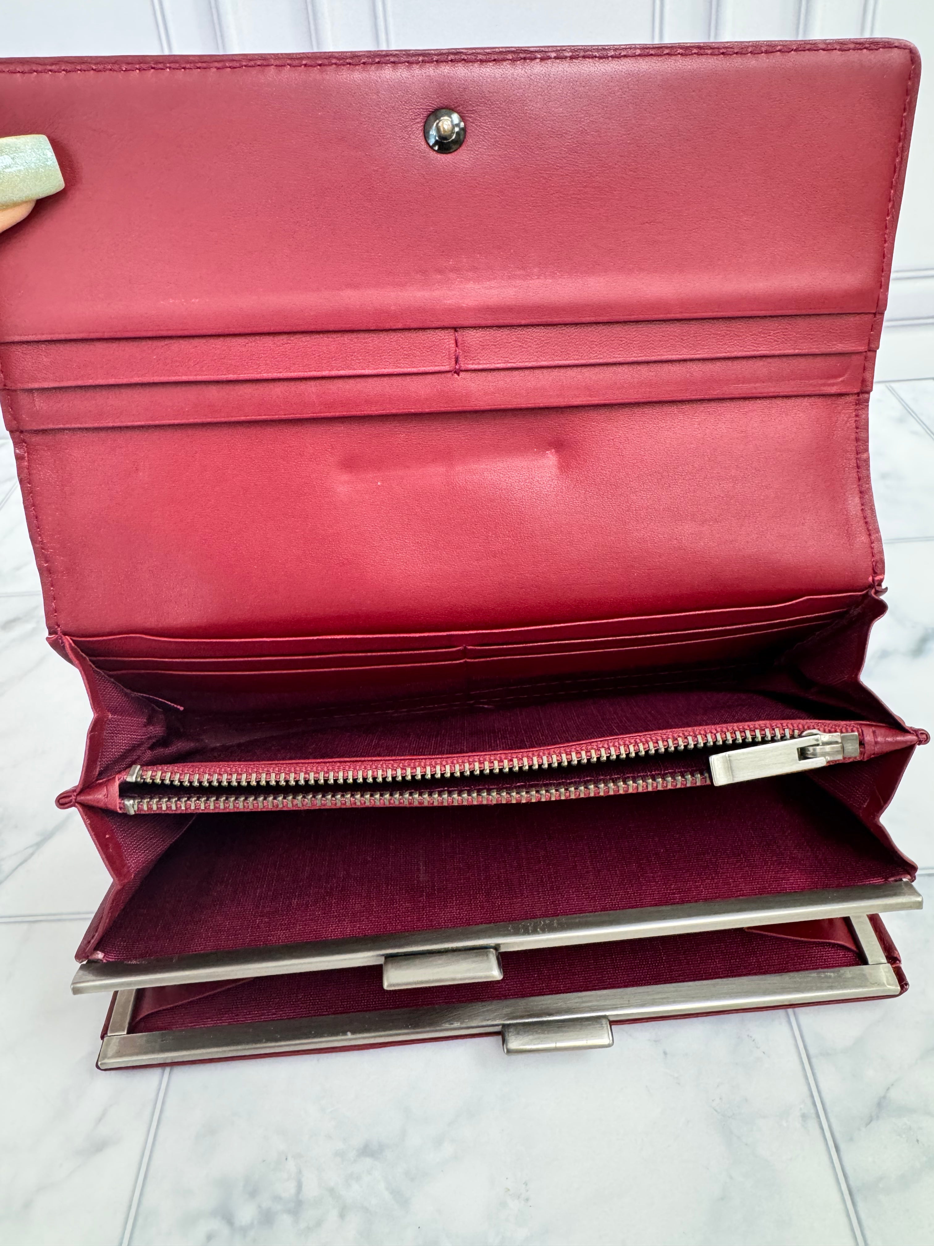 Burberry Red Patent Leather Long Wallet