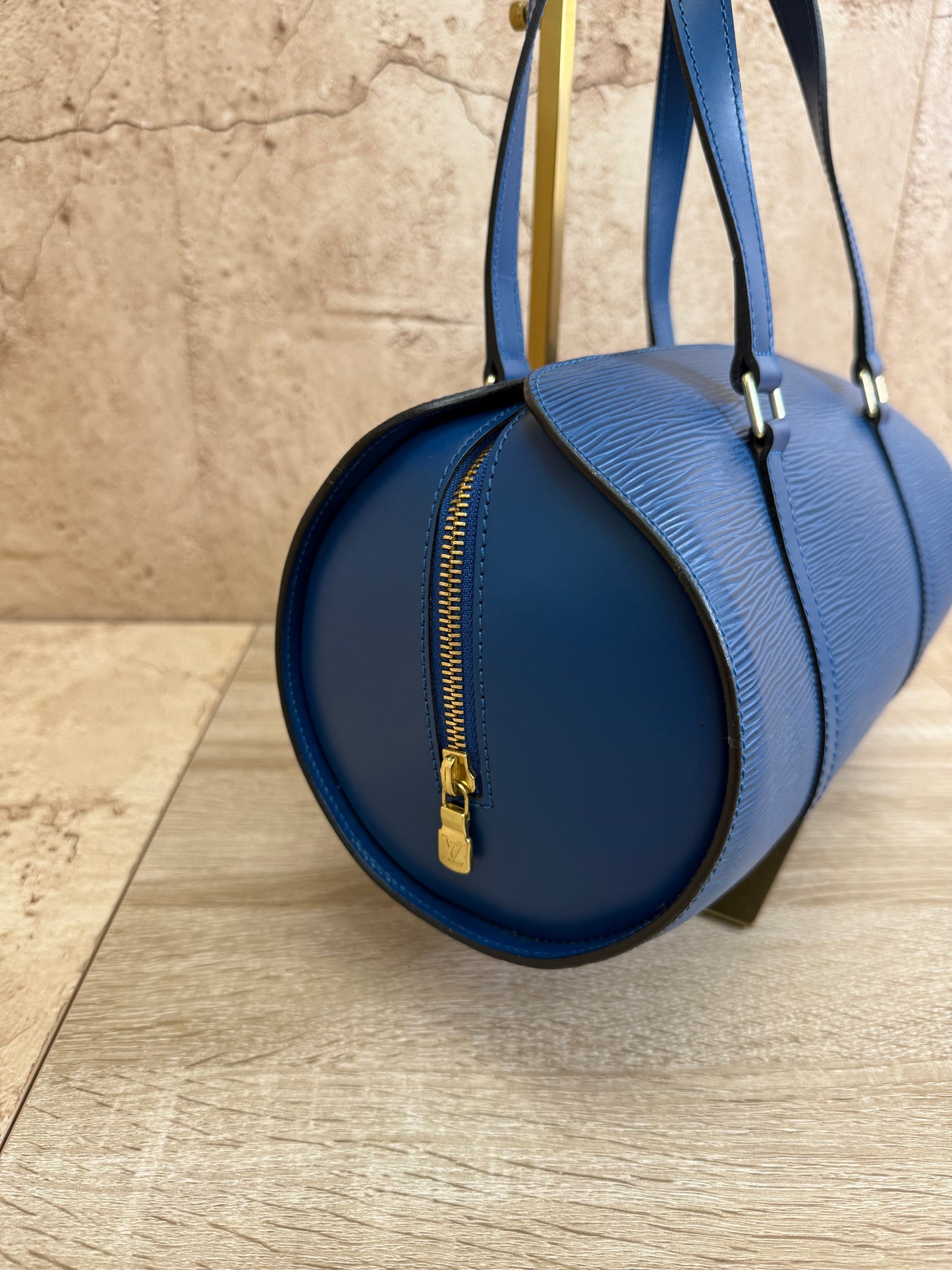 Louis Vuitton Blue Epi Soufflet Shoulder Bag