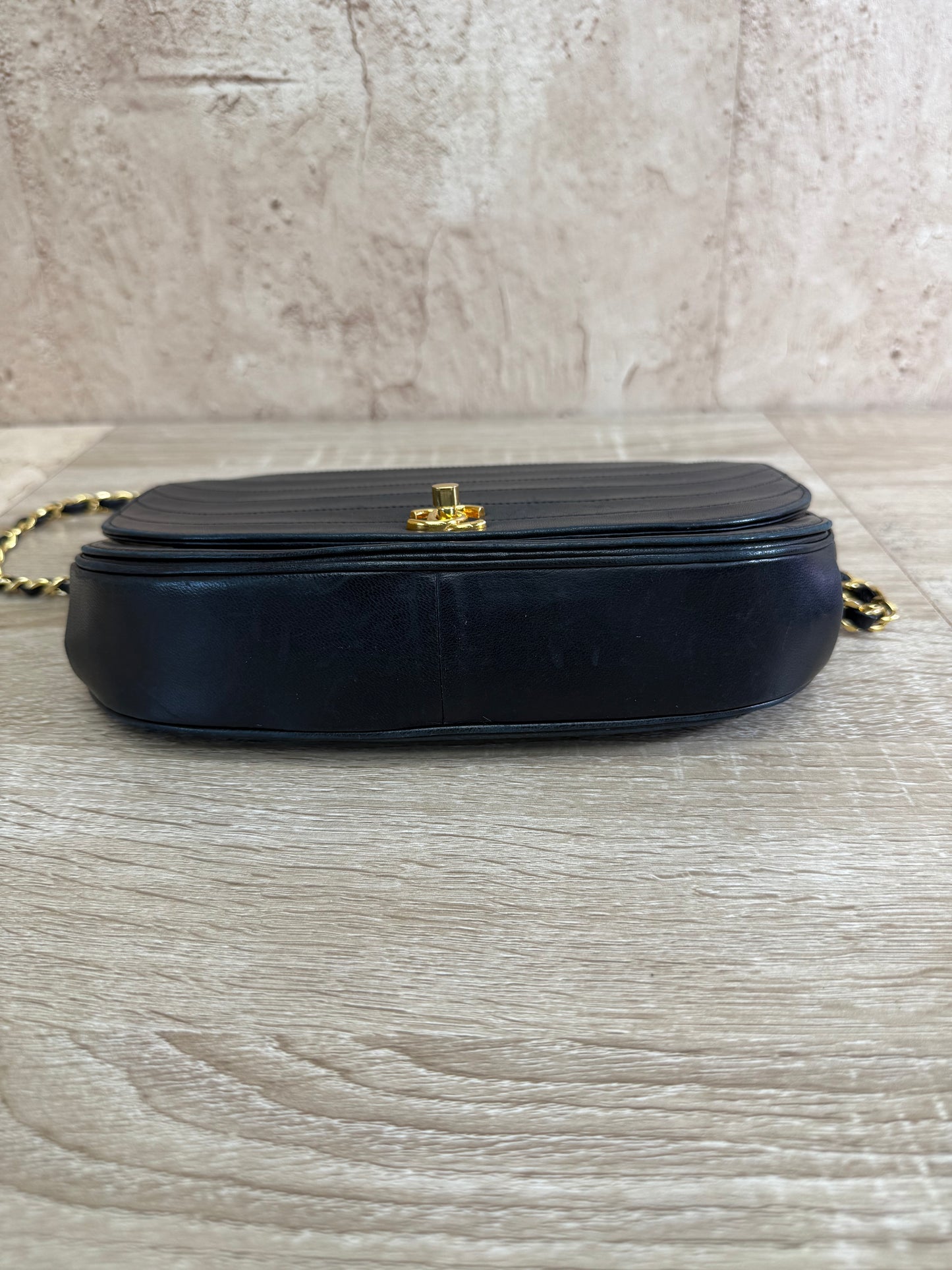 Chanel Black Quilted Lambskin Halfmoon Flap Bag