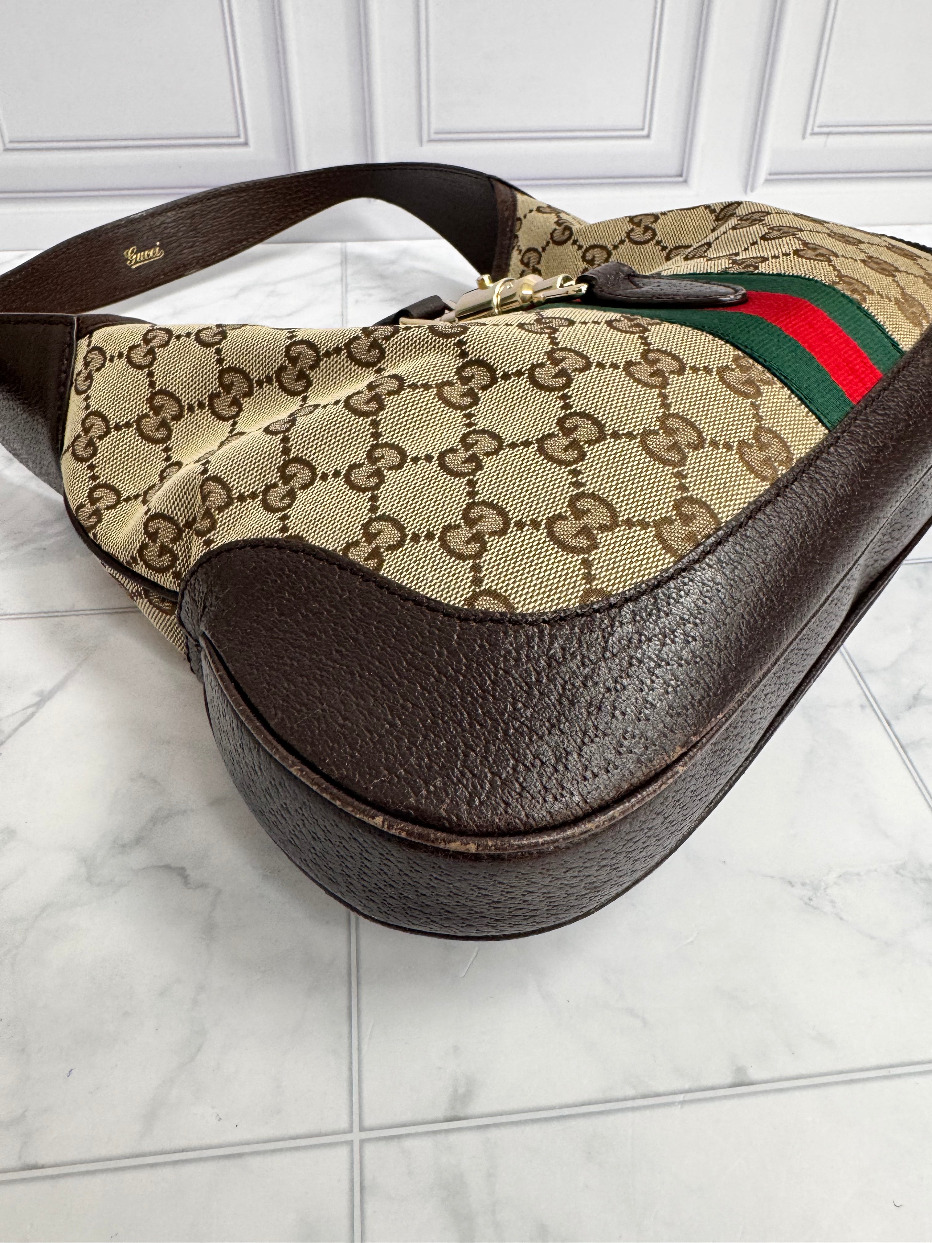 *DONS DROP* Gucci Brown GG Web Canvas Jackie Shoulder Bag