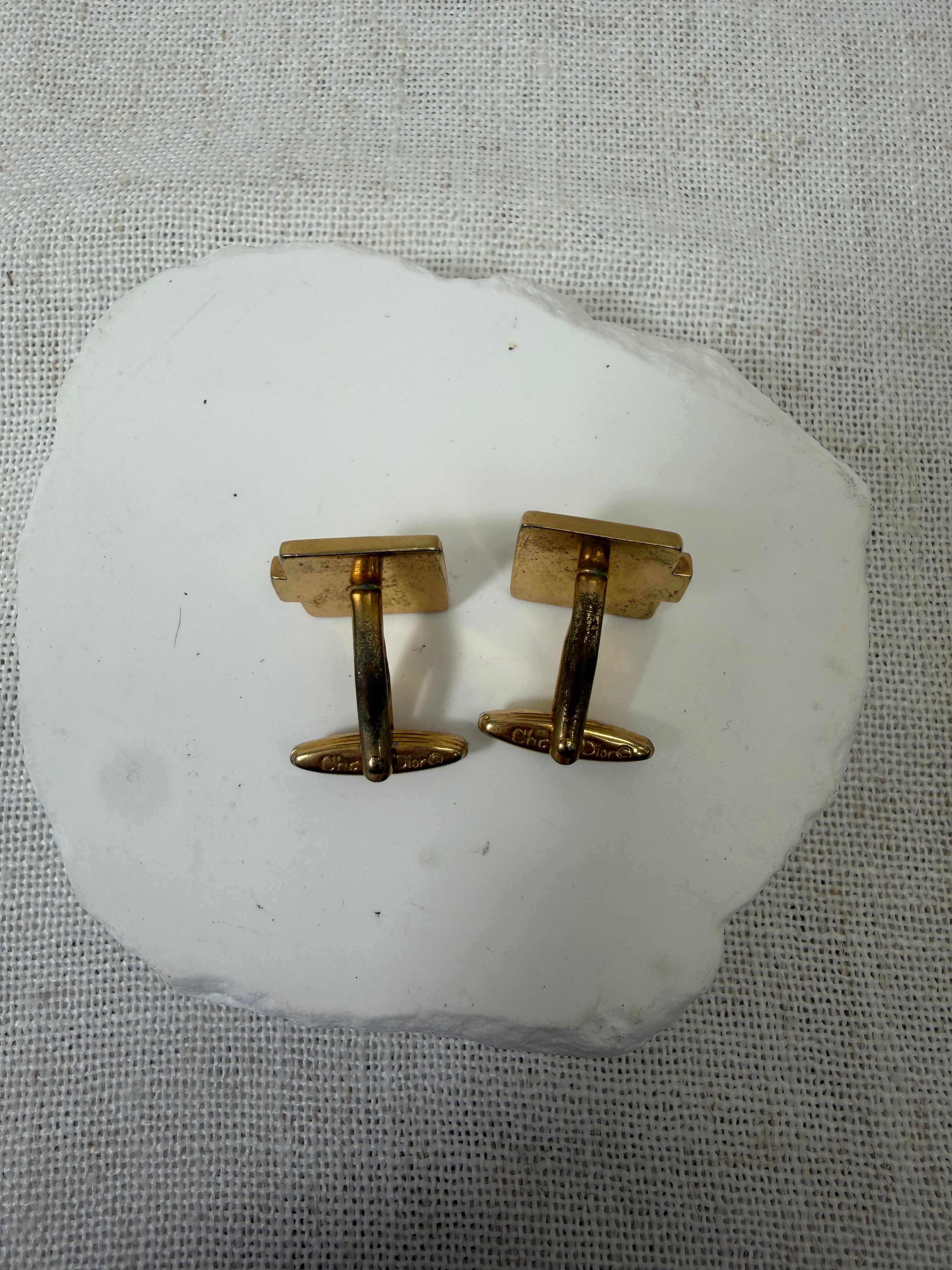 Christian Dior Gold Tone Tie Clip & Cuff Links