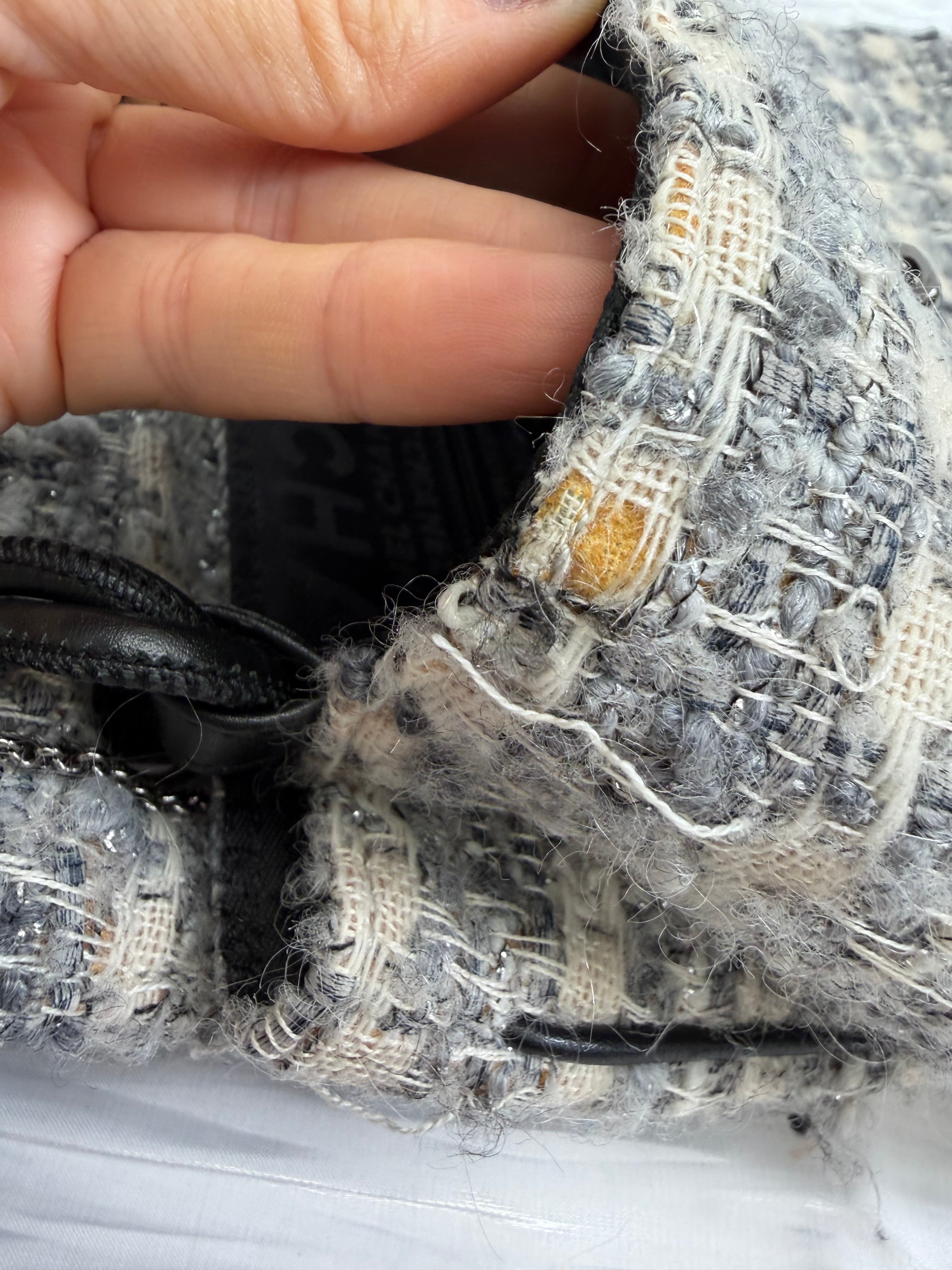 Chanel Gray Tweed Camellia Messenger Bag