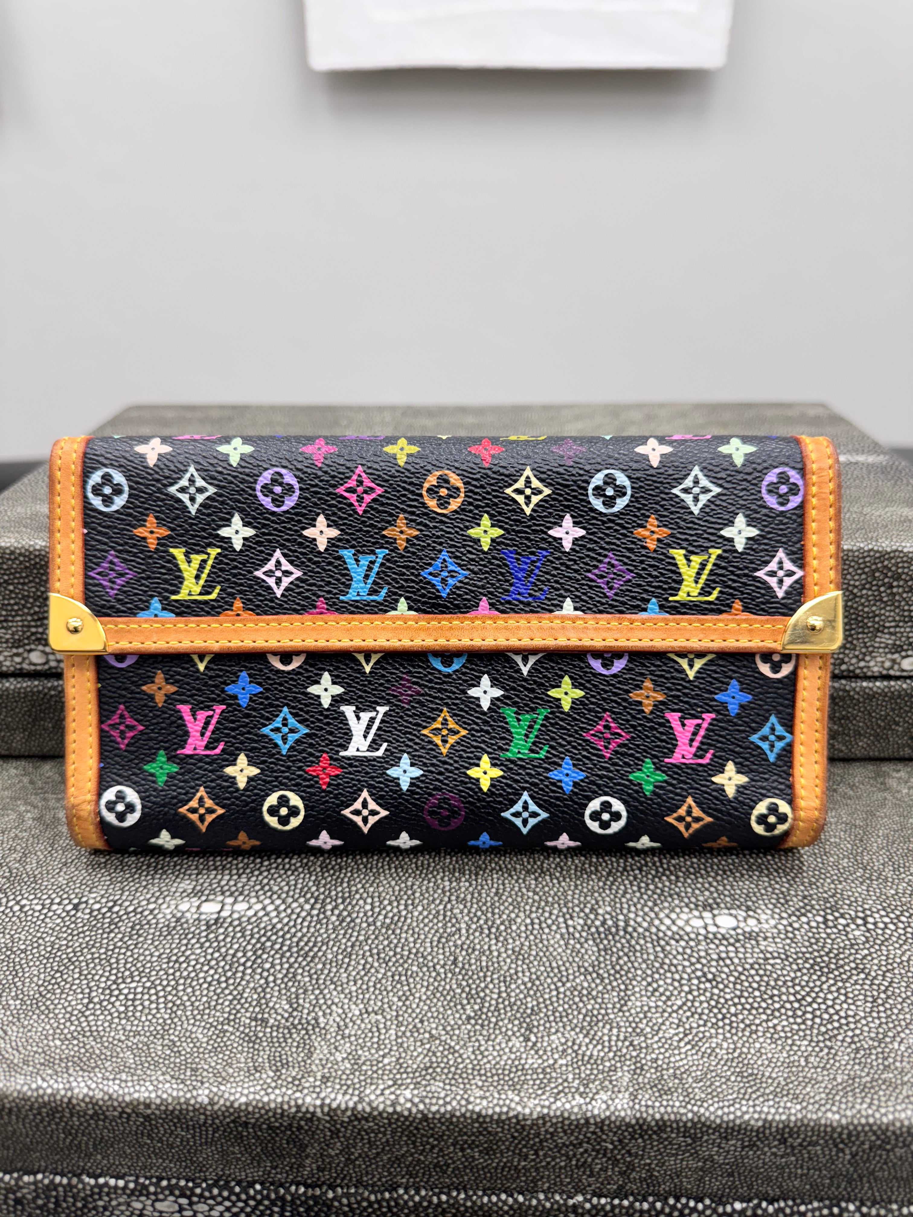 Louis Vuitton Black Multicolor Monogram Porte Tresor International Long Wallet