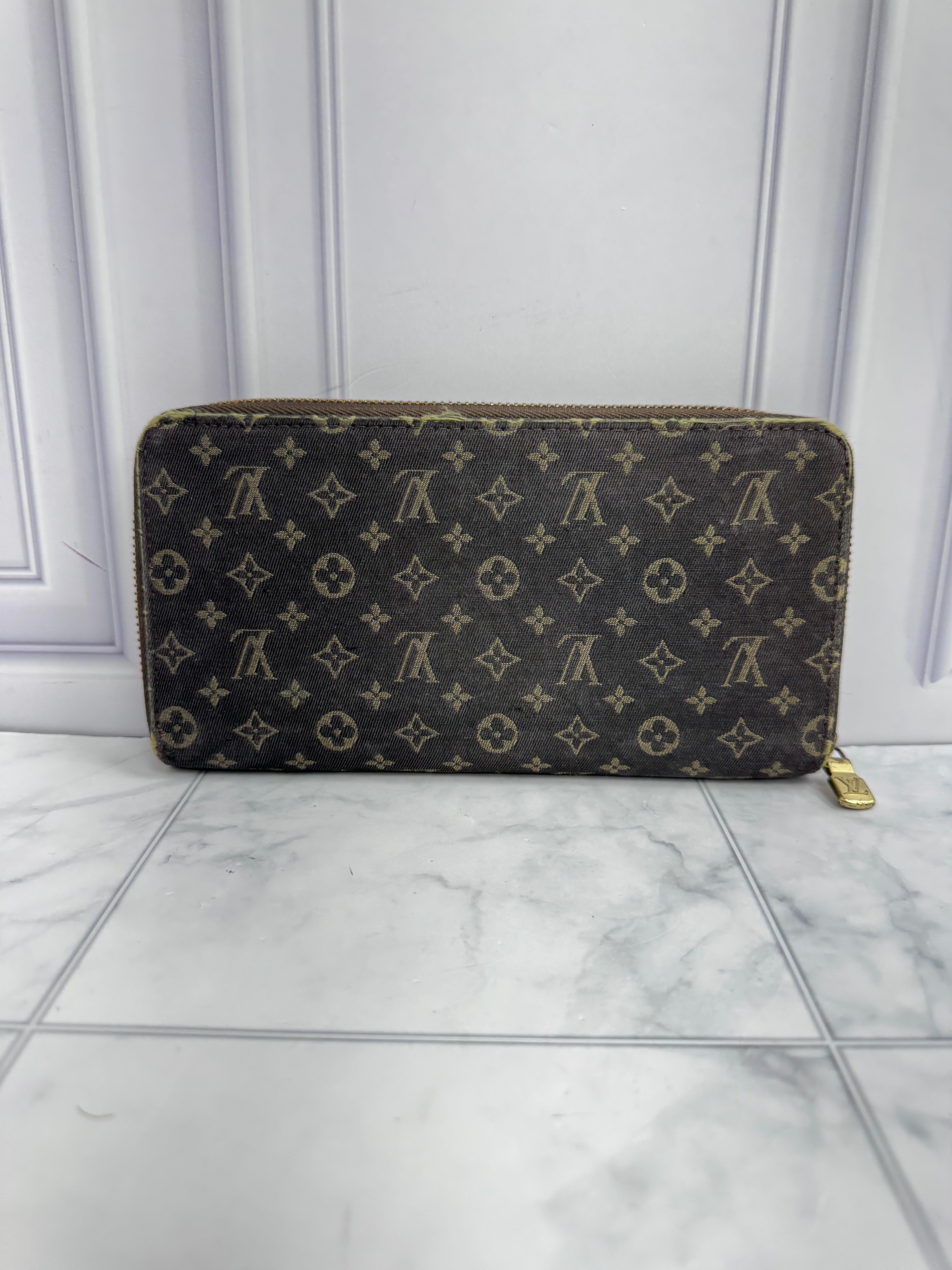 Louis Vuitton Brown Mini Lin Canvas Zippy Wallet
