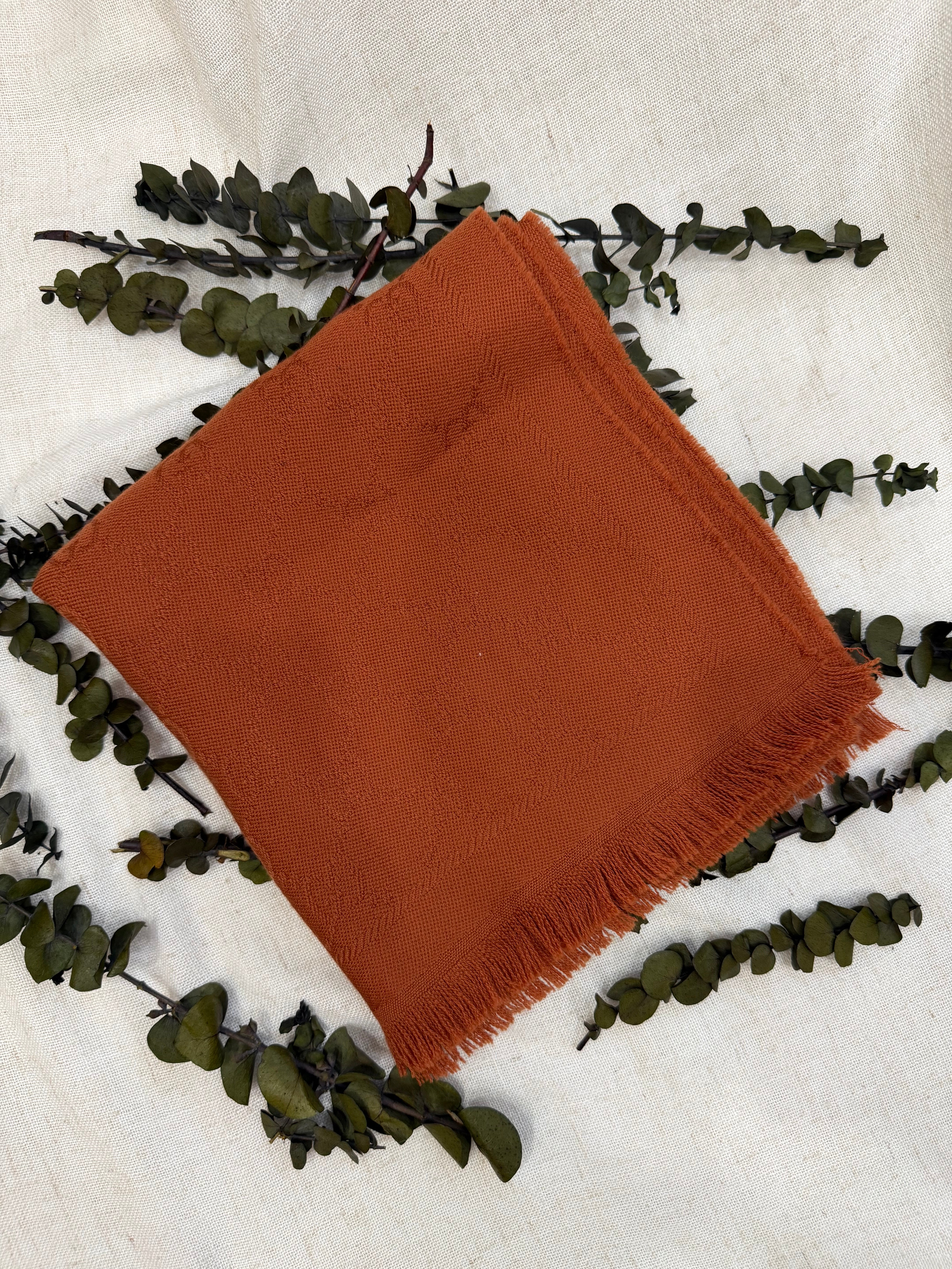 Gucci Burnt Orange Wool Fringe Shawl Scarf