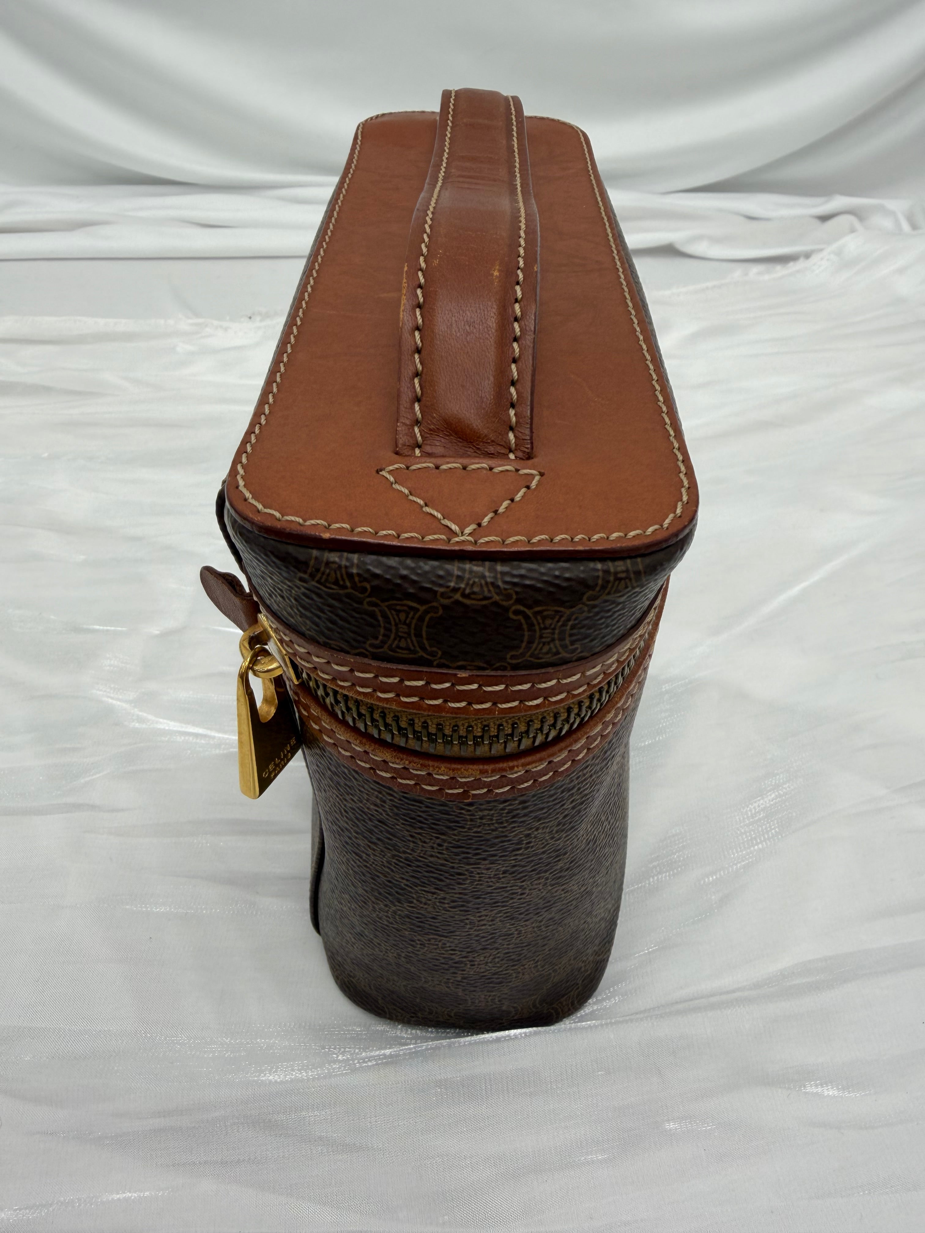 Celine Vintage Macadam Coated Canvas Vanity Bag