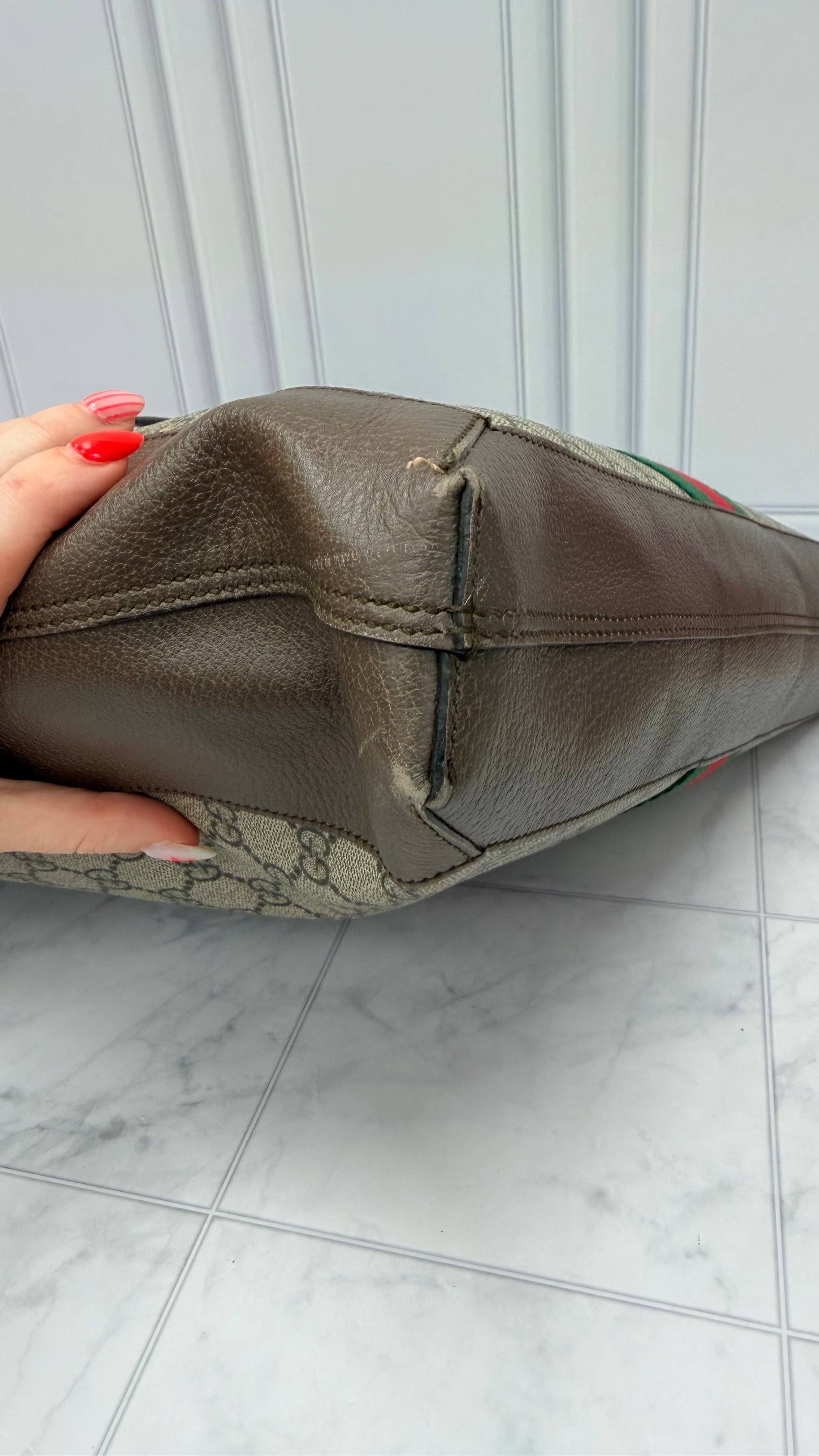 *DONS DROP* Gucci Supreme Canvas & Brown Leather Web Tote & Pouch