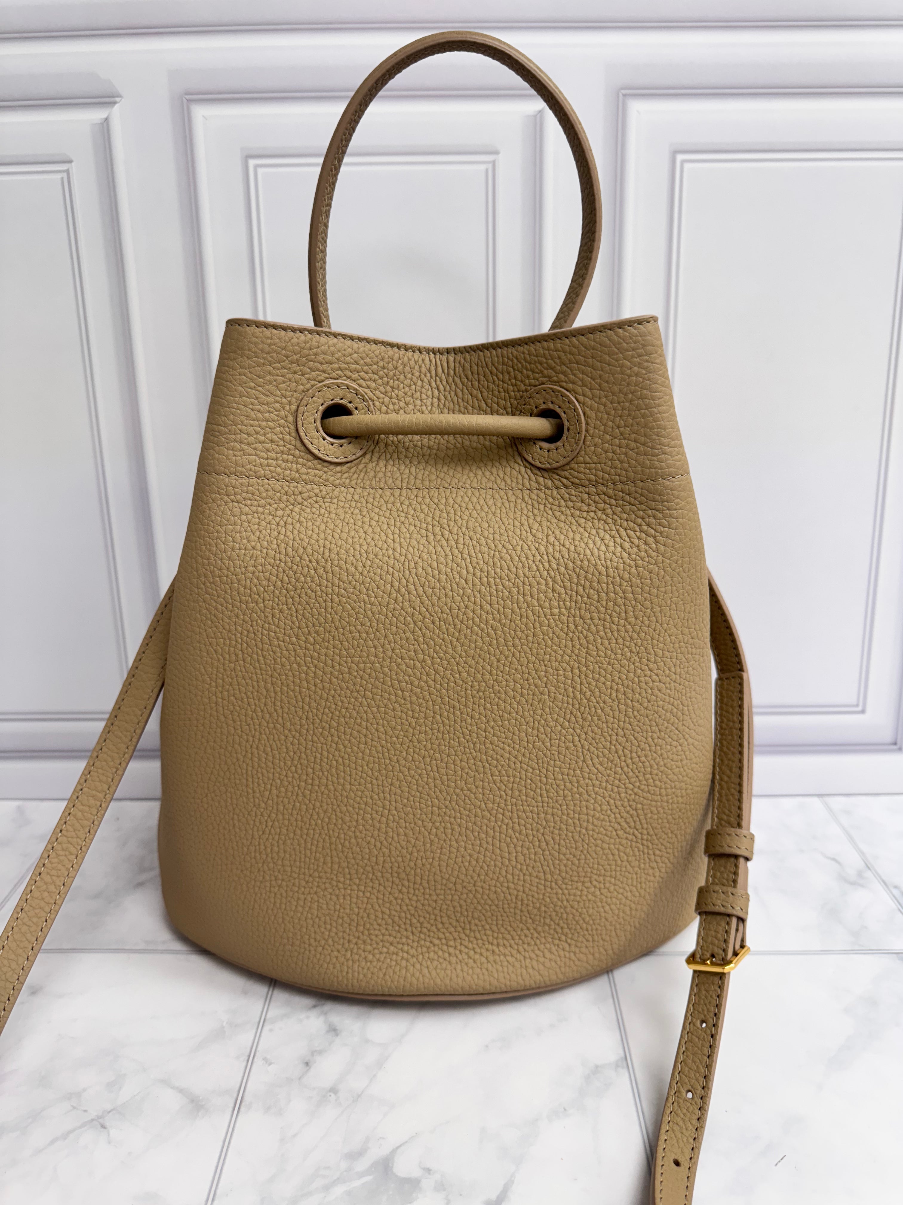 *DONS DROP* Burberry Beige Grained Calfskin Small TB Bucket Bag