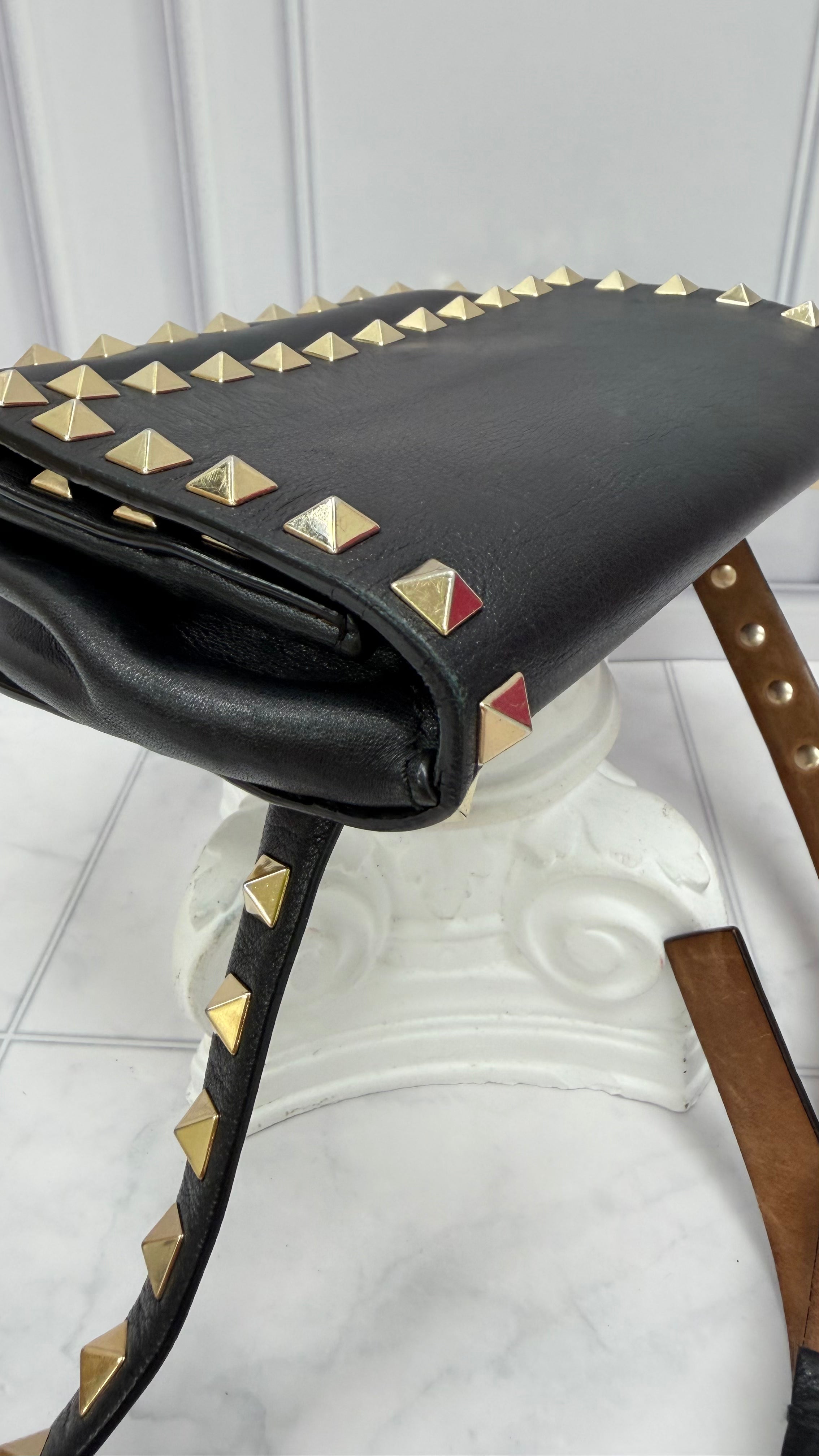 Valentino Black Leather Rockstud Belt Bag