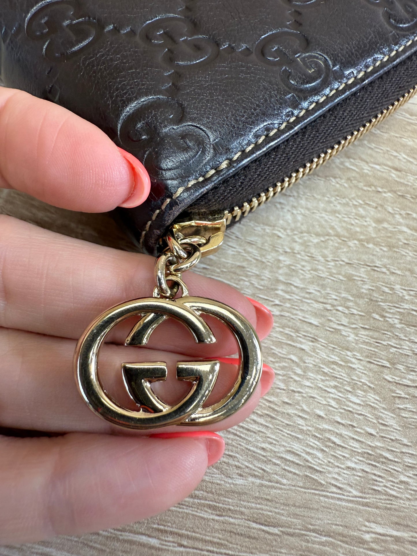 Gucci Dark Brown Leather Zippy Long Wallet