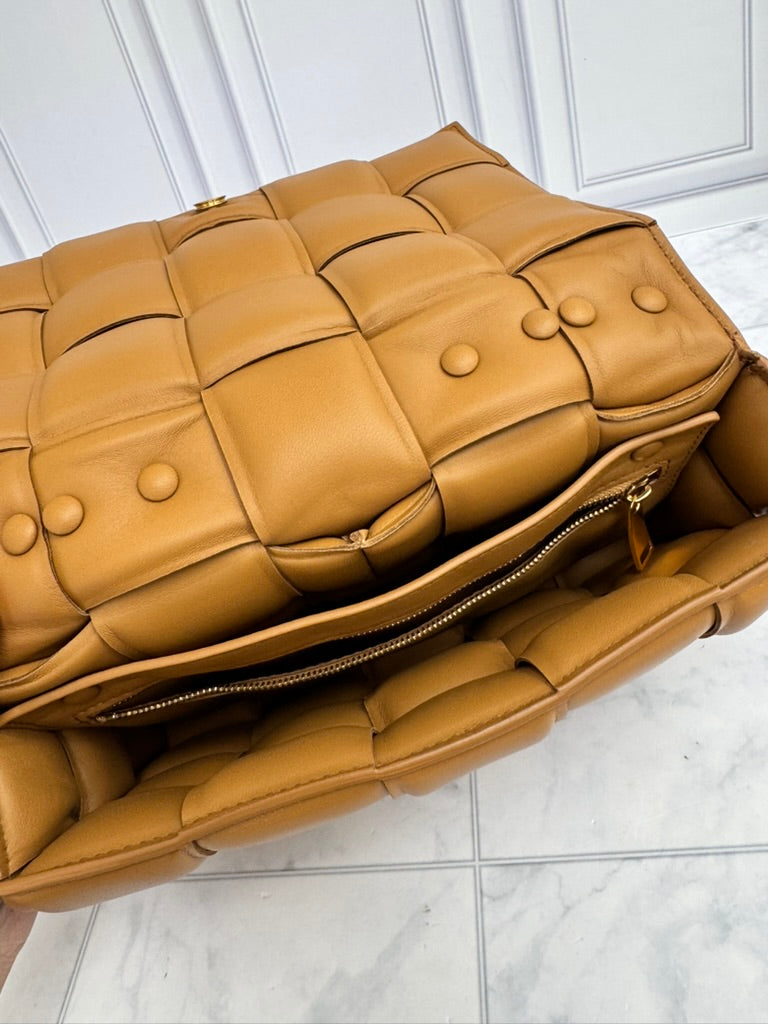 LIKE NEW - Bottega Veneta Brown Maxi Intrecciato Leather Padded Cassette Shoulder Bag