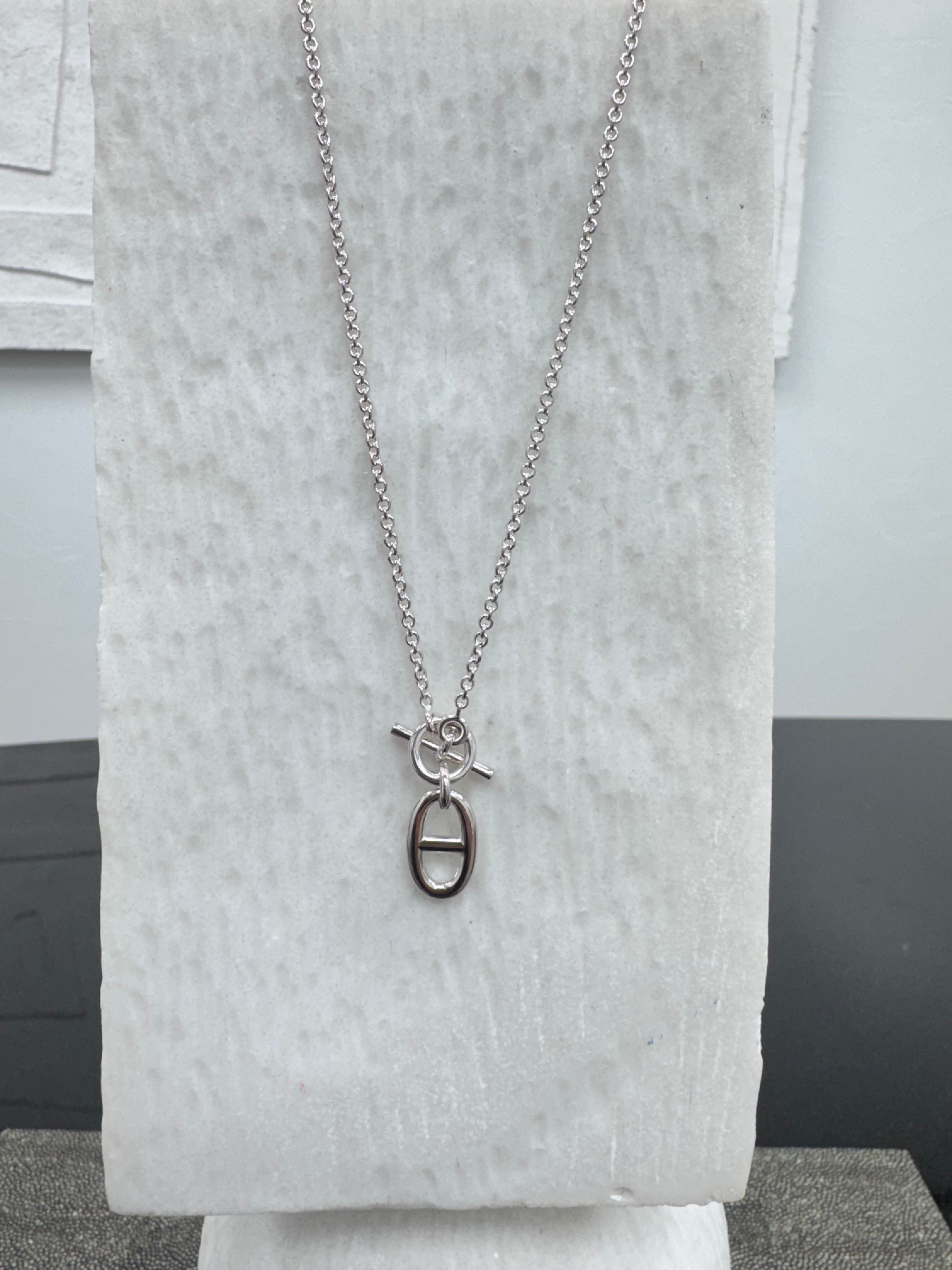 Hermes Sterling Silver Amulettes Chaine D'Ancre Pendant Necklace