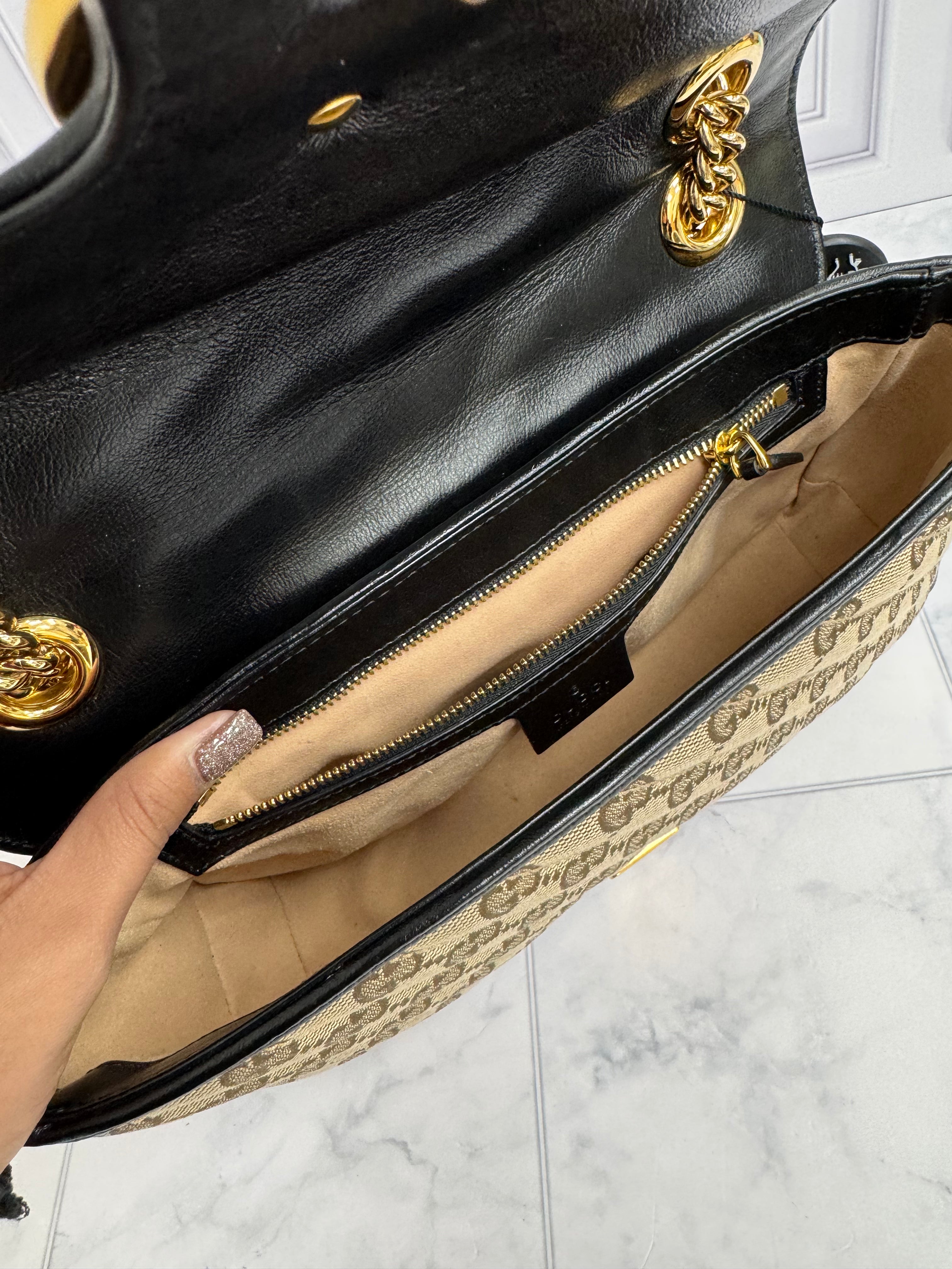 *DONS DROP* Gucci Brown Monogram Canvas GG Marmont Shoulder Bag