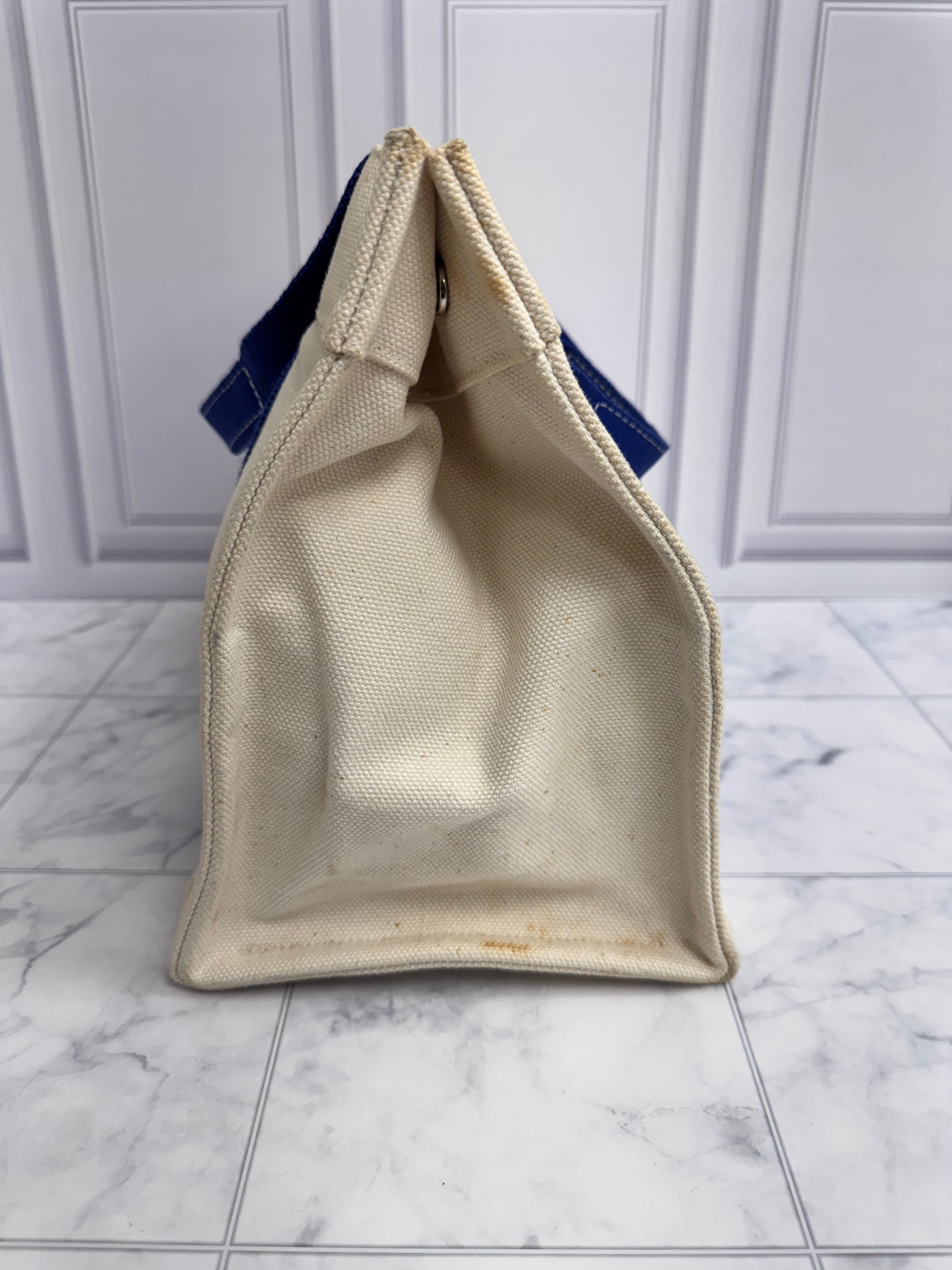 Hermes Beige And Blue Canvas Bora Bora Tote Bag PM