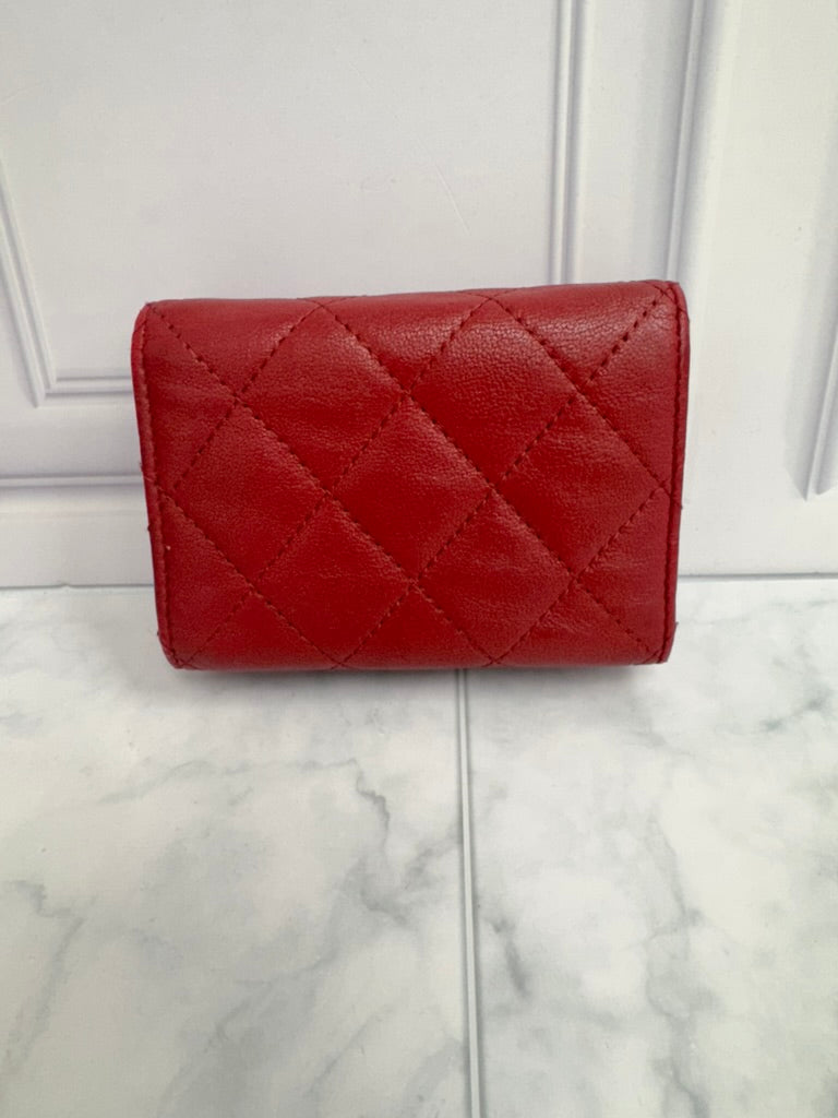 Chanel Rose Diamond Quilted Leather Mademoiselle Compact Wallet