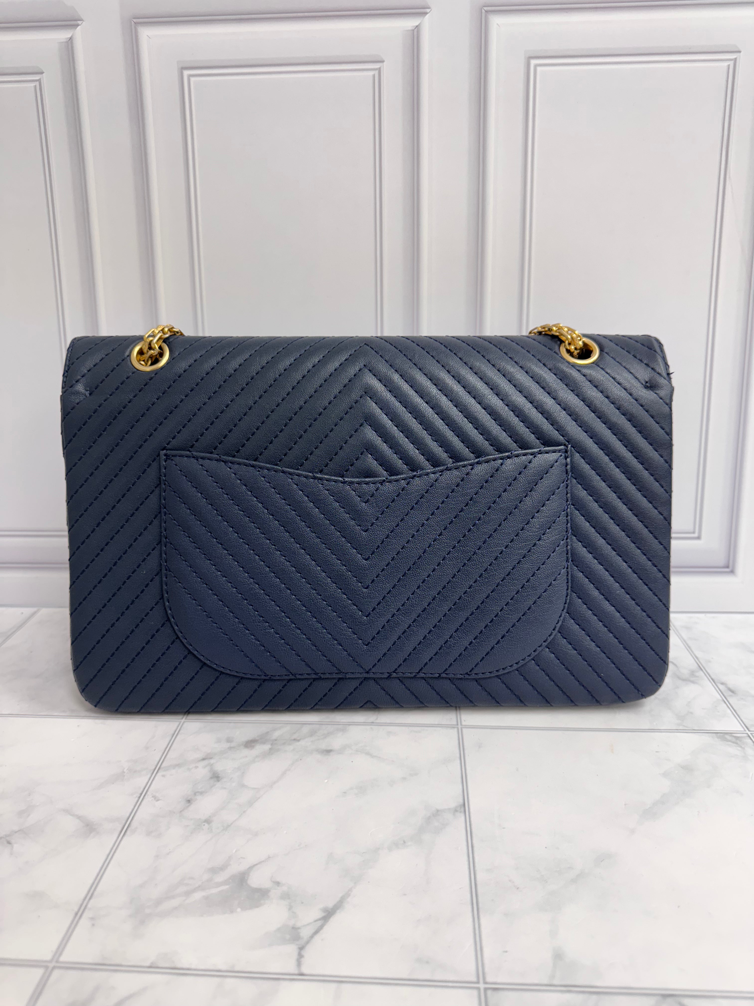 Chanel Navy Blue Quilted 2.55 Reissue Jumbo Flap Bag