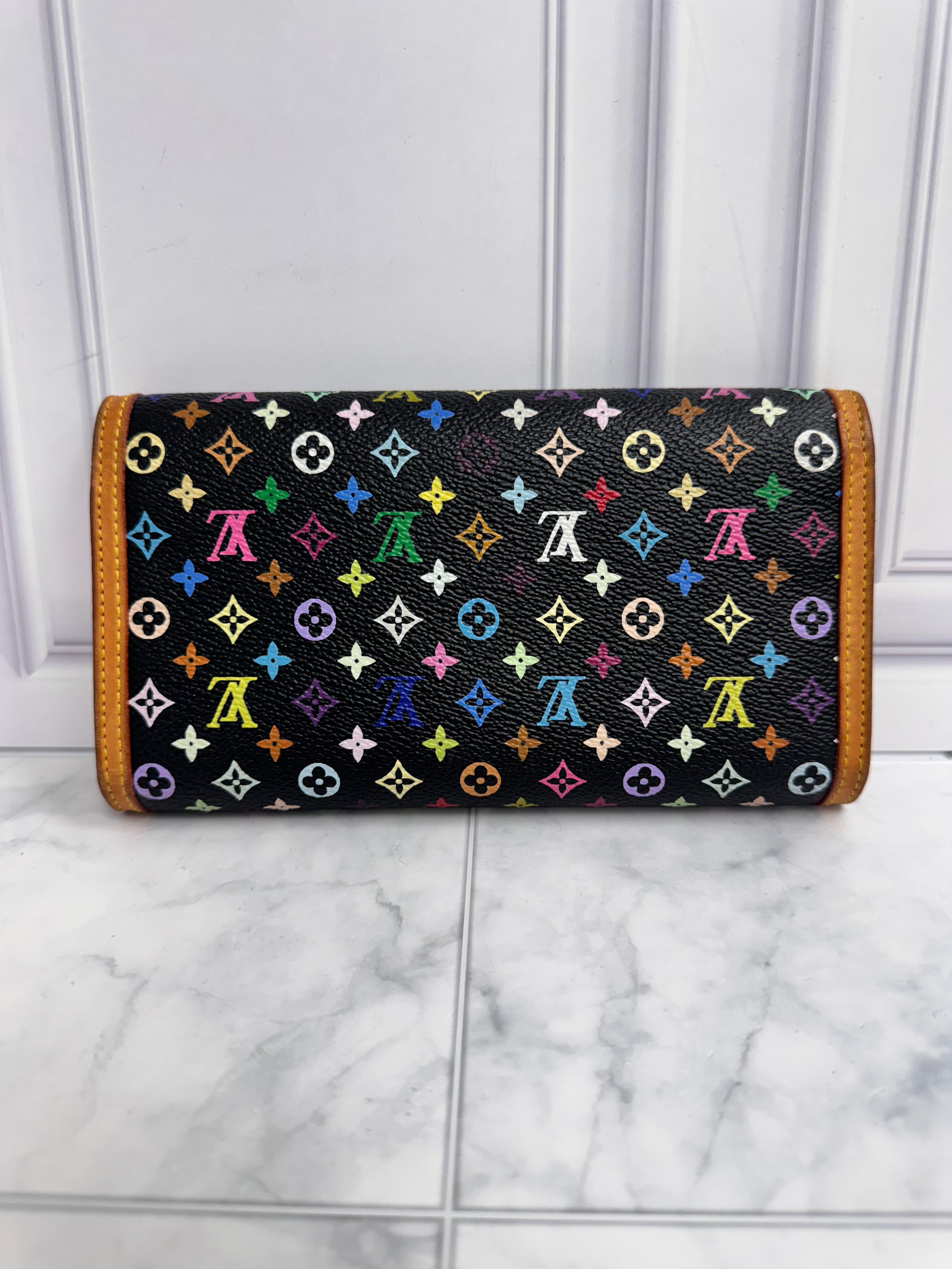 Louis Vuitton Black Multicolor Monogram Porte Tresor International Long Wallet