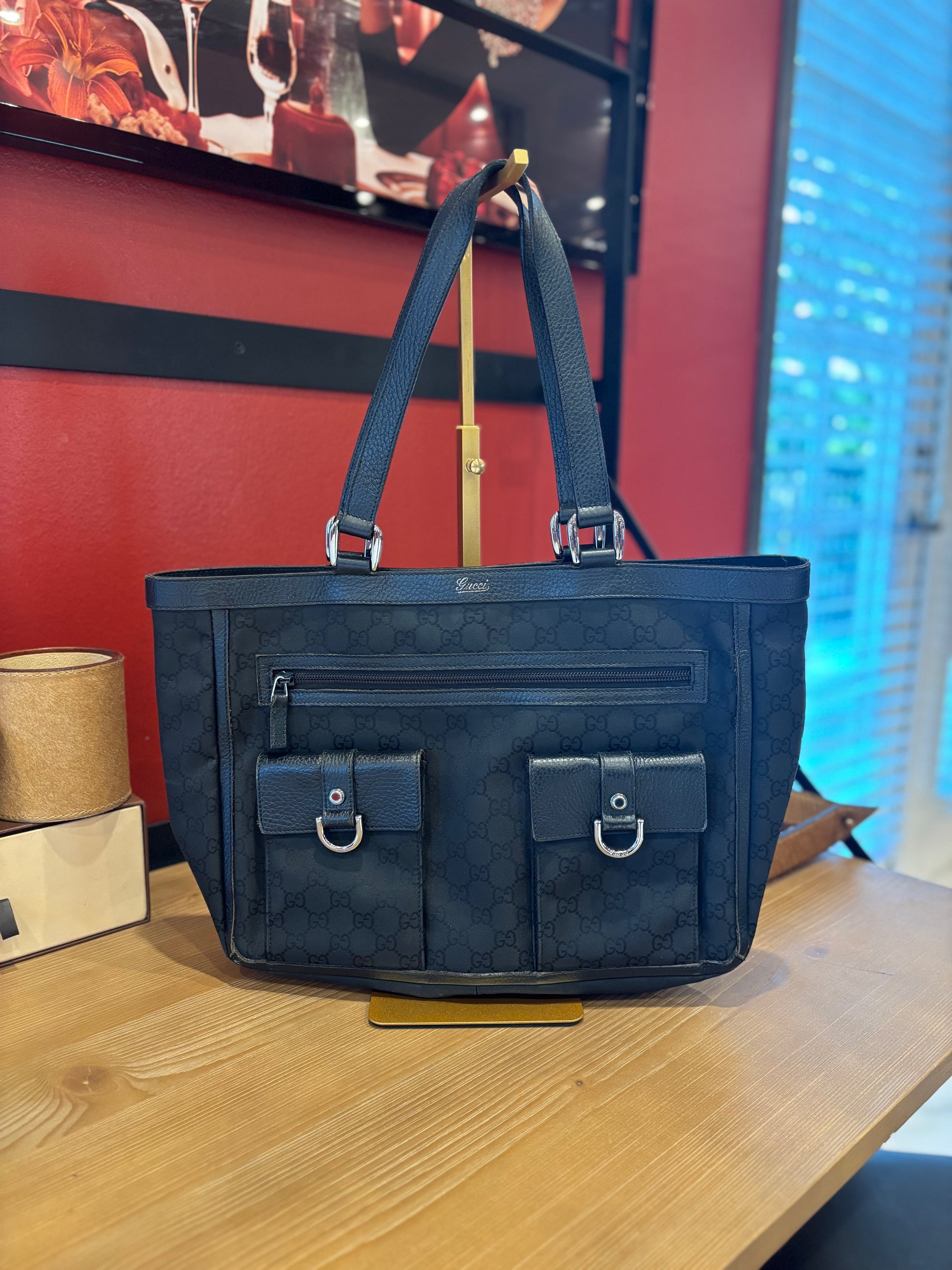 Gucci Black Canvas Abby Tote Bag