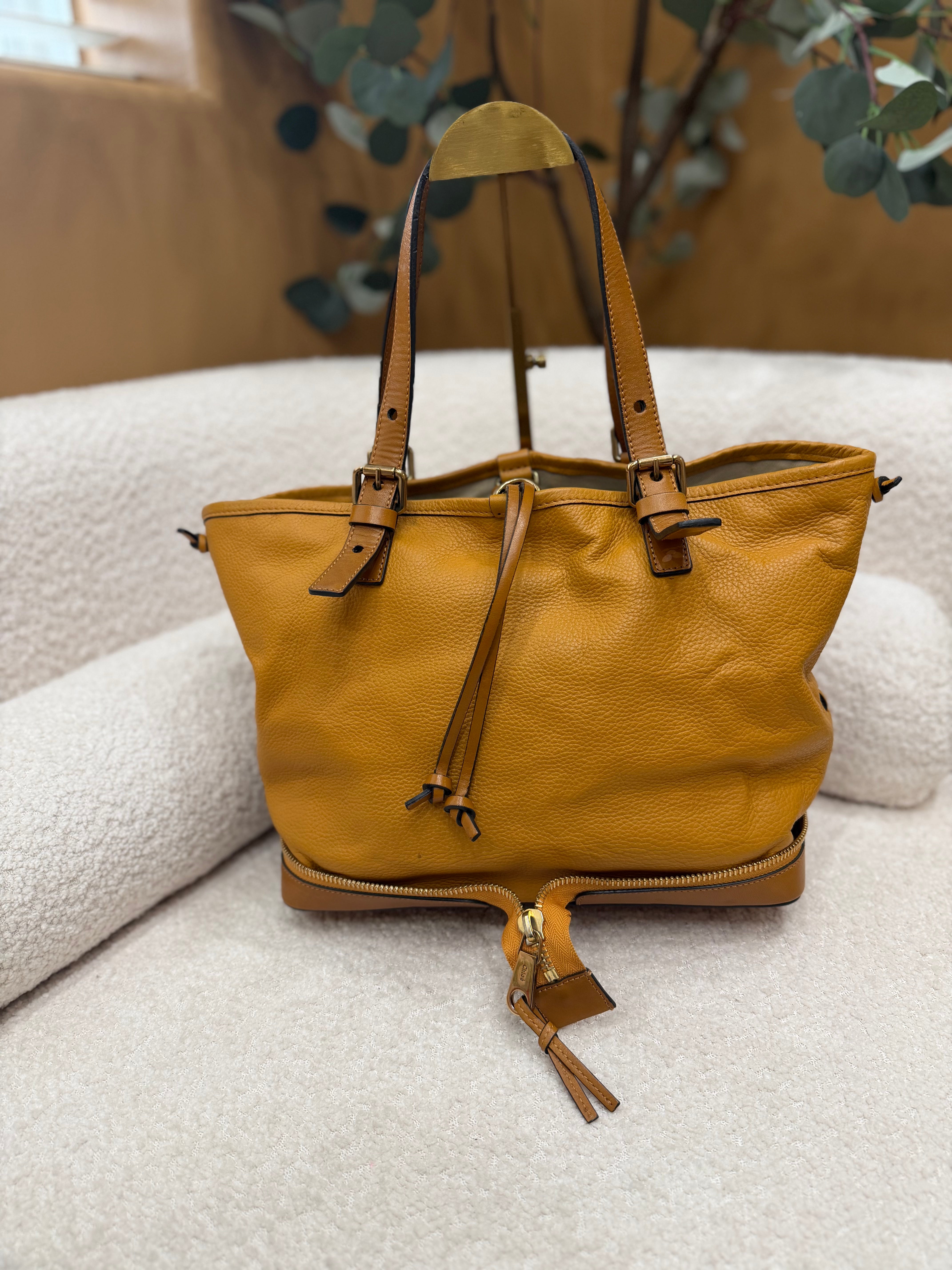 Chloe Yellow Leather Ellen Tote Bag