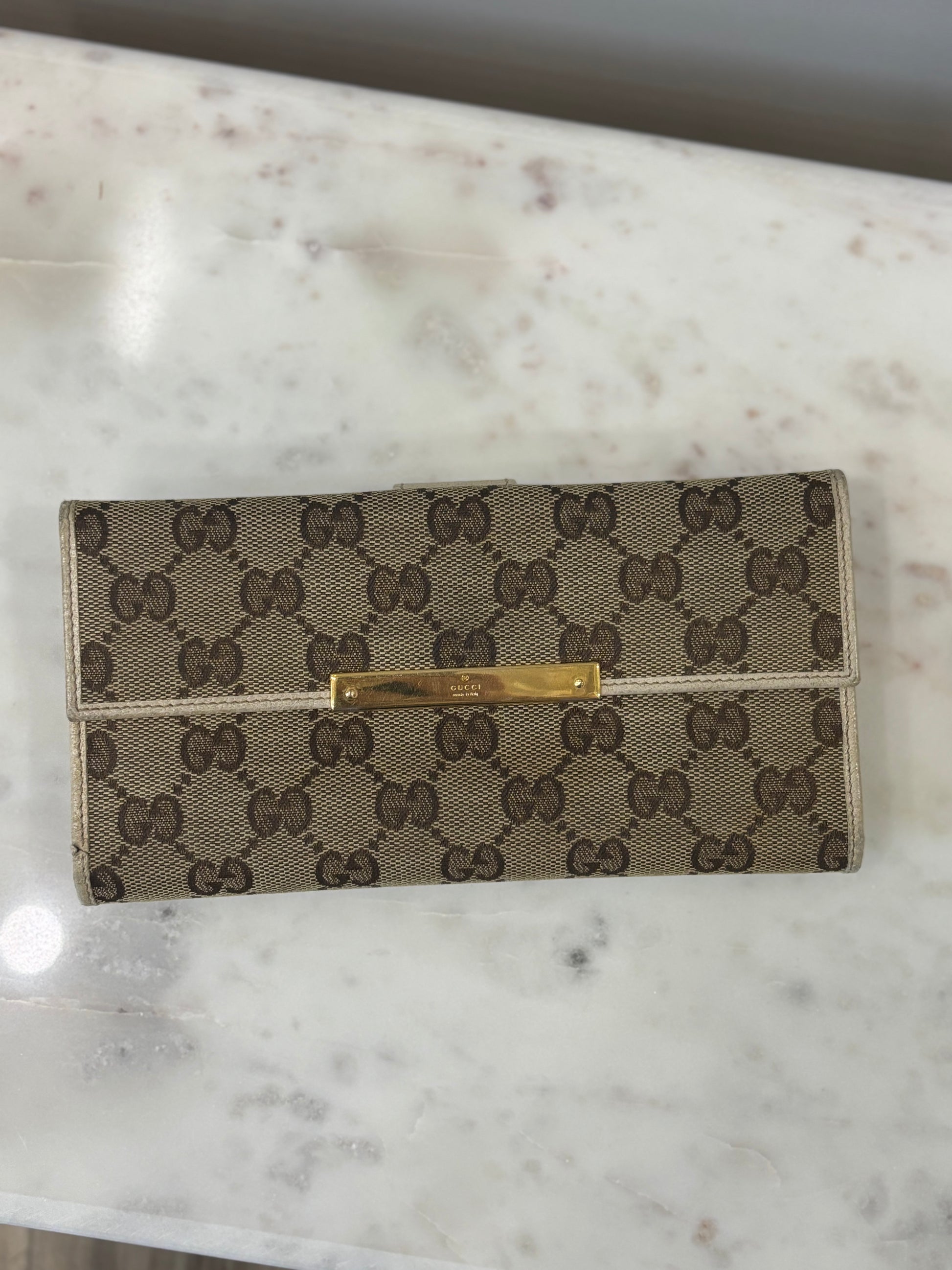 Gucci Brown GG Supreme Print Continental Wallet