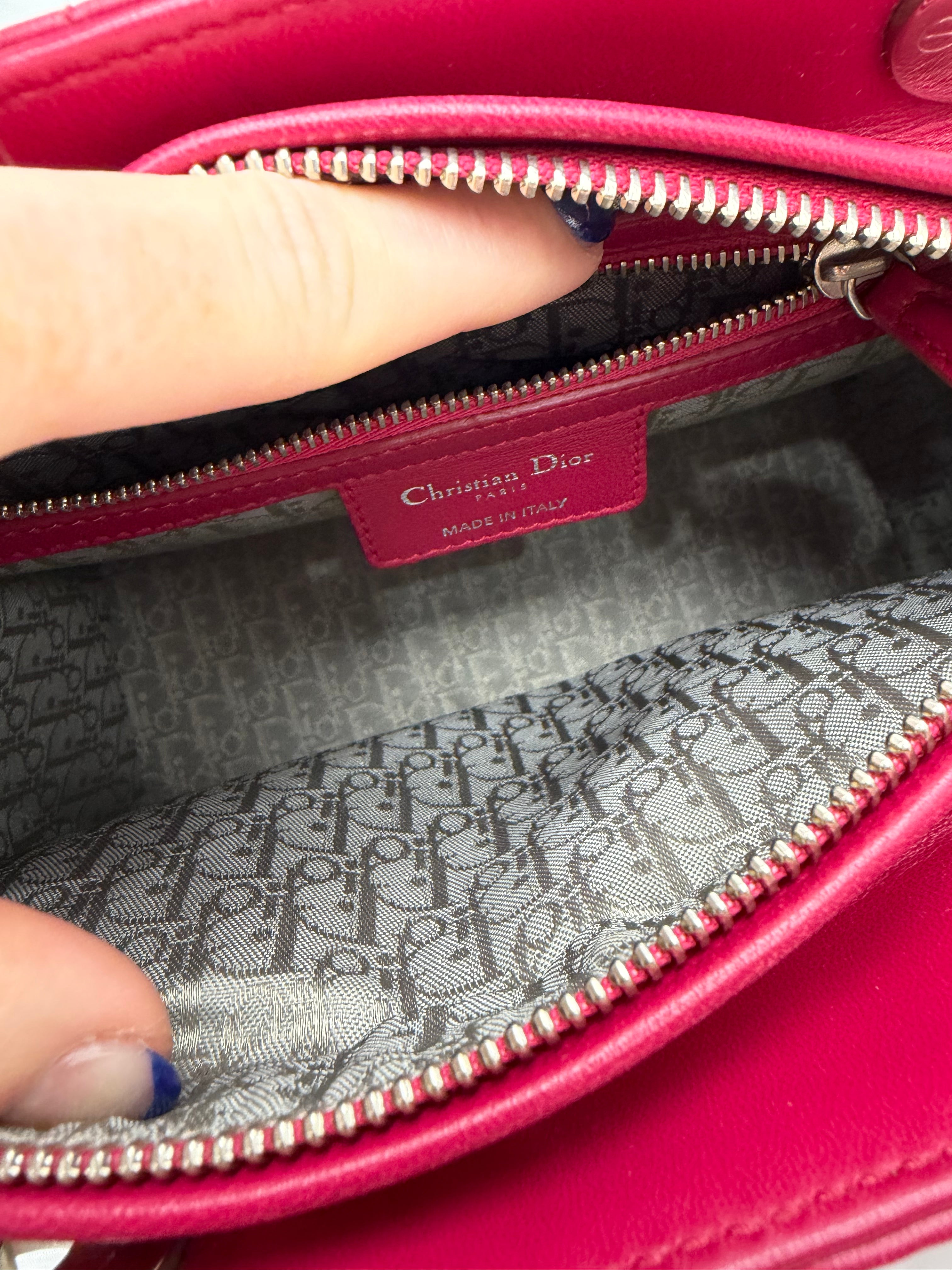 Christian Dior Rose Sorbet Cannage Lambskin Medium Lady Dior Bag