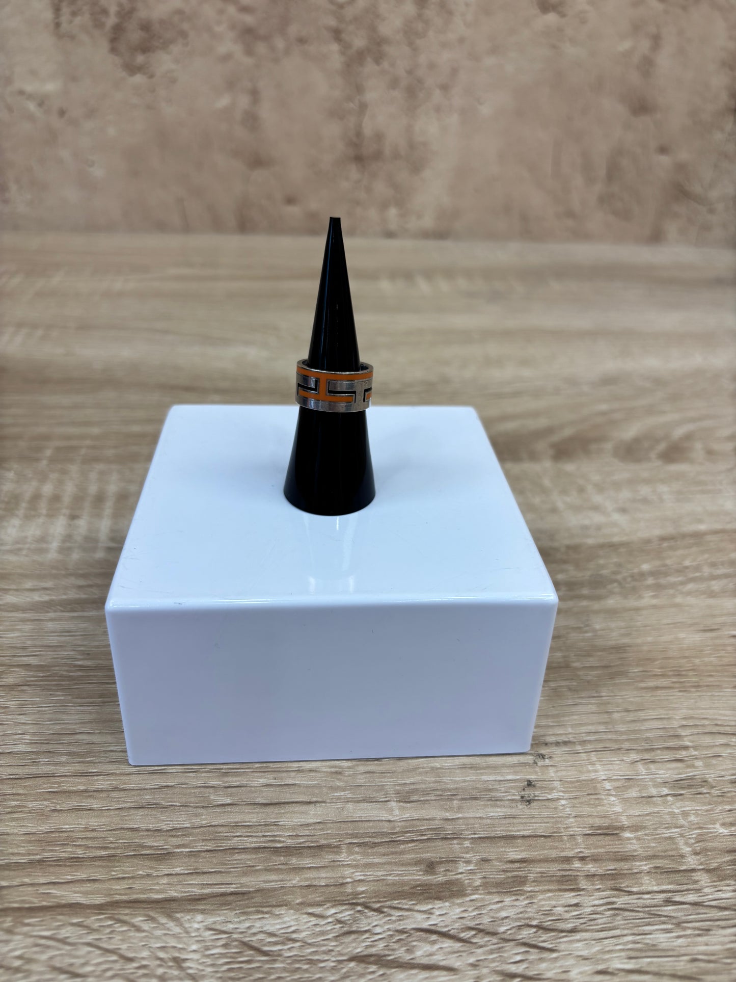 Hermes Orange And Silver Ring