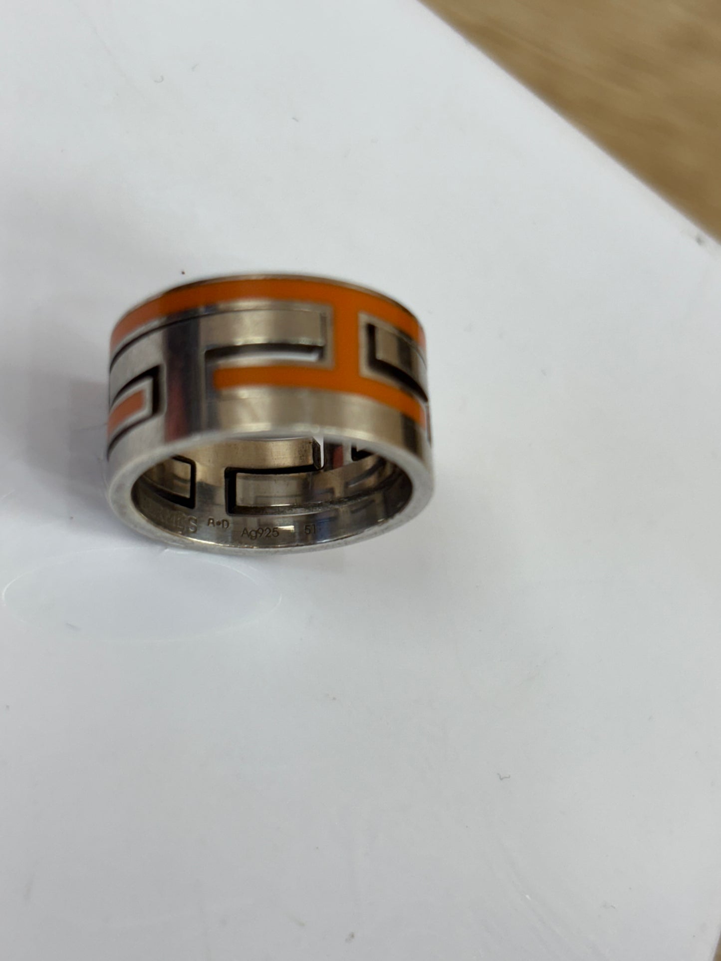Hermes Orange And Silver Ring
