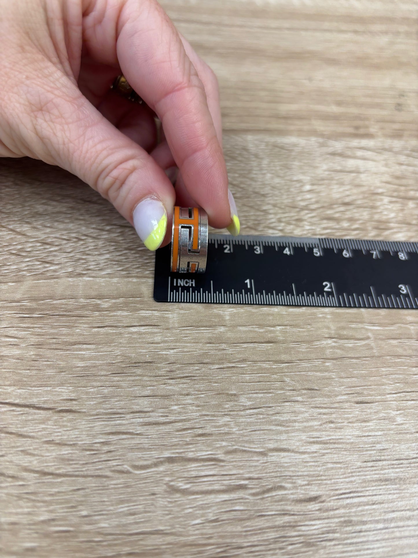 Hermes Orange And Silver Ring