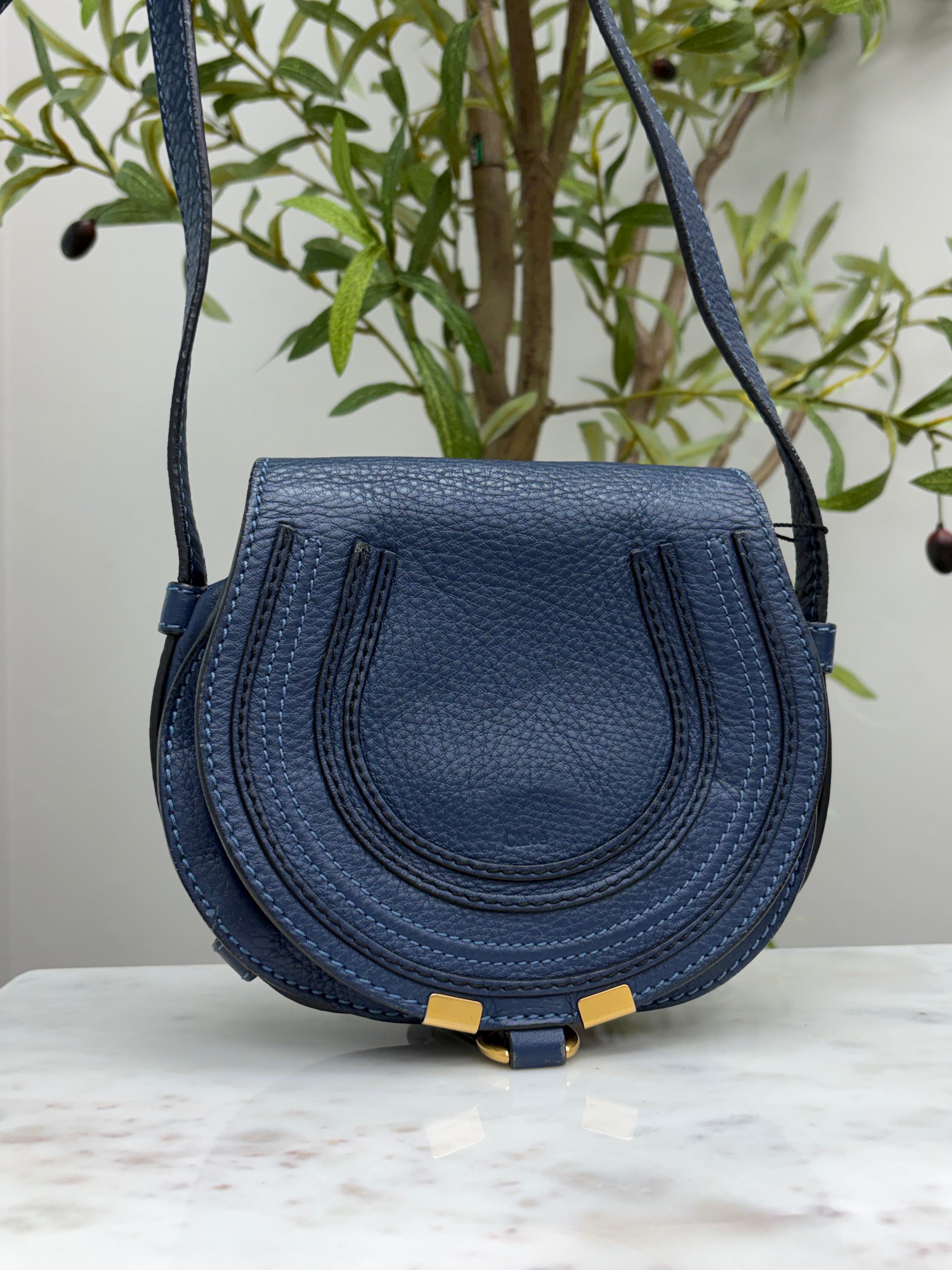 *DONS DROP* Chloe Blue Leather Small Marcie Saddle Bag