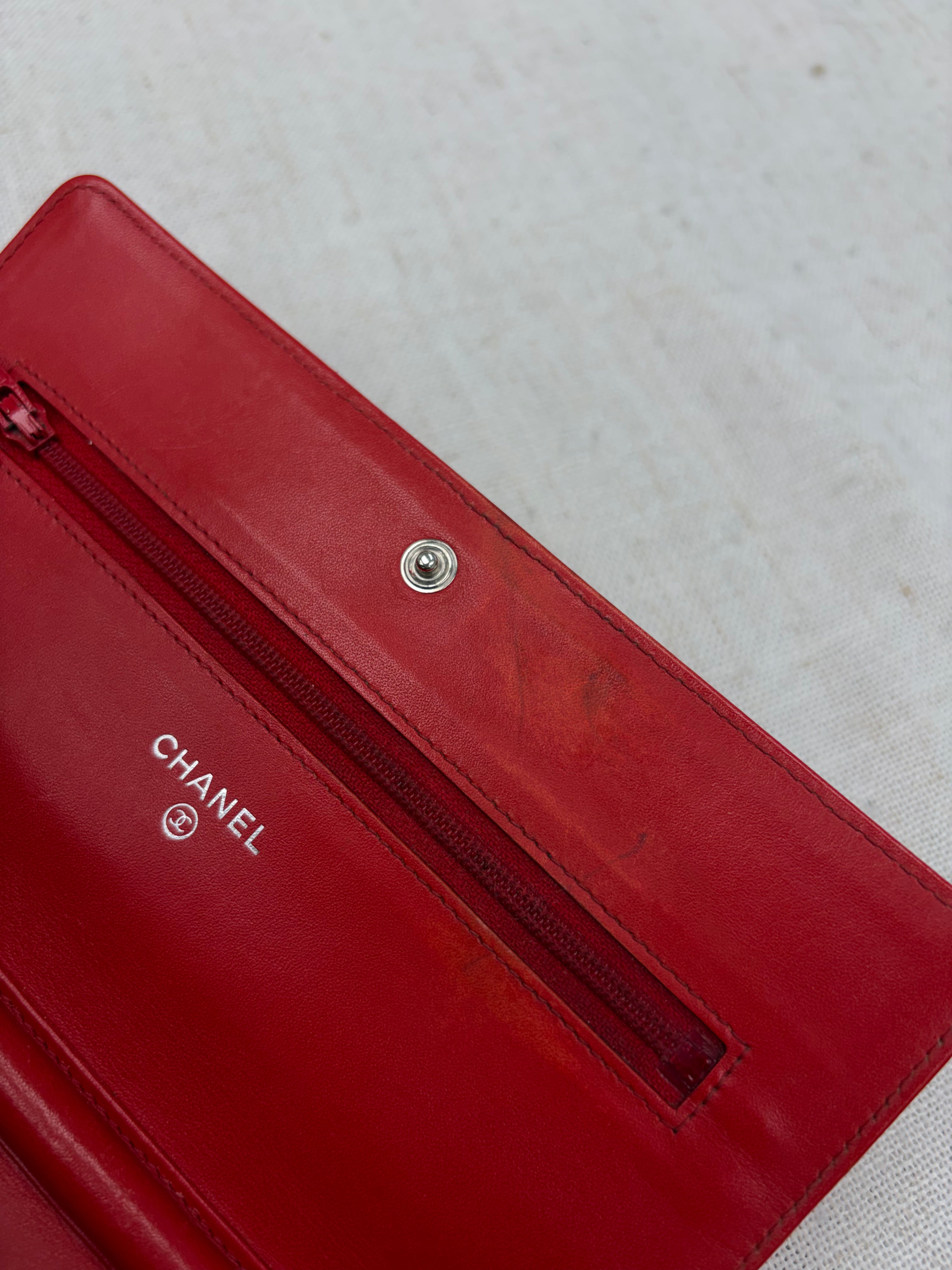 *DONS DROP* Chanel Orange & Red Caviar Leather Timeless Wallet on a Chain