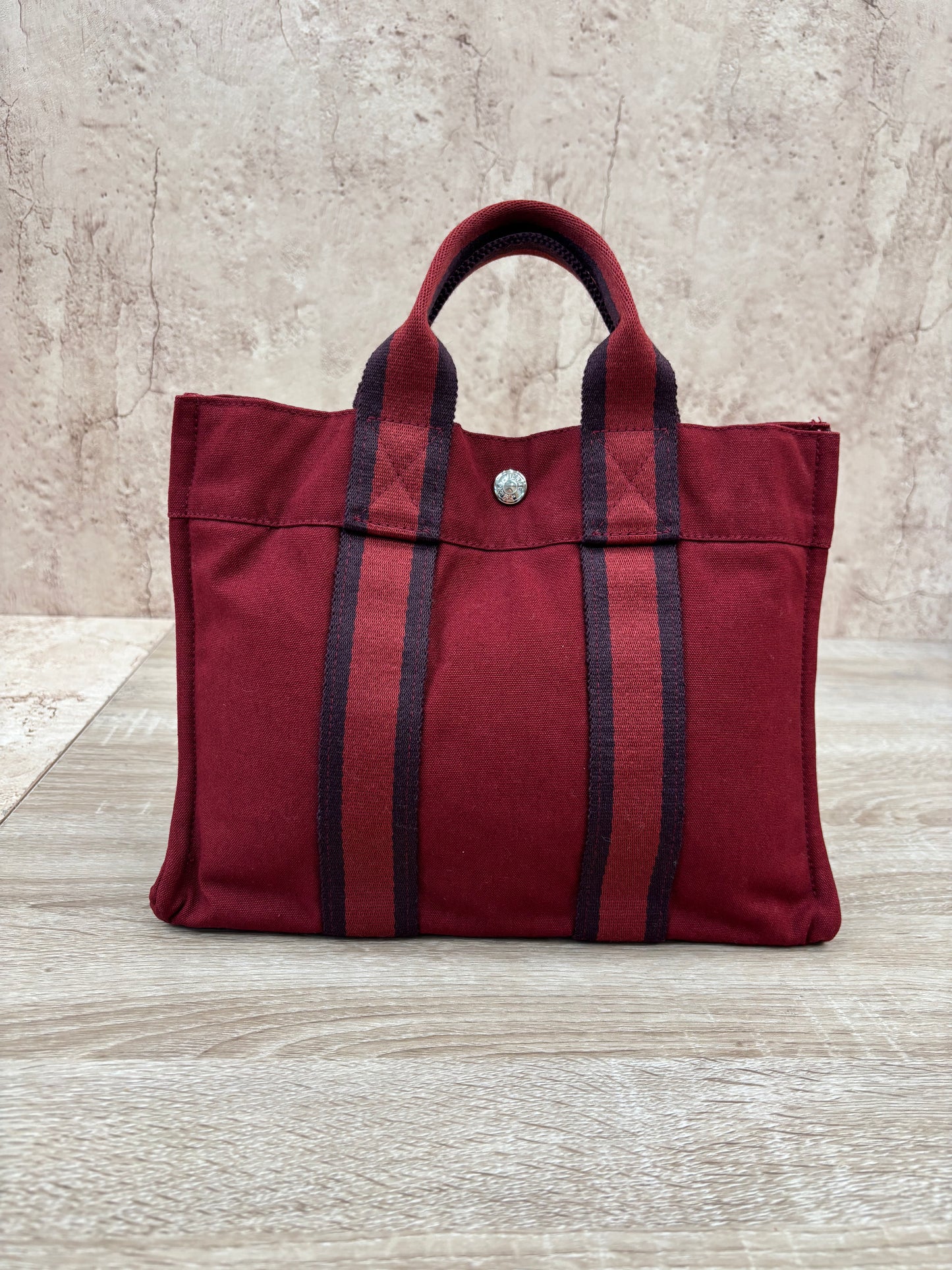 Hermes Red Canvas Tote