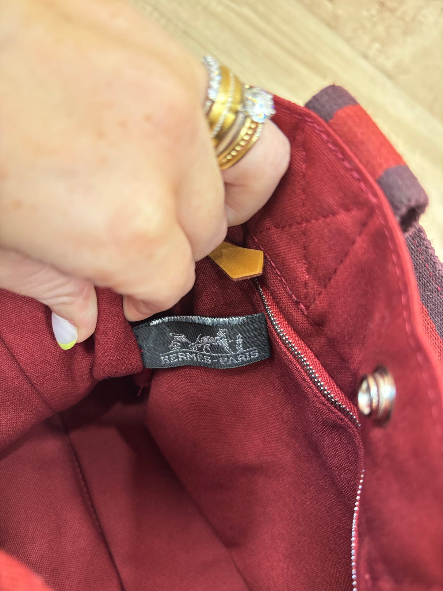 Hermes Red Canvas Tote