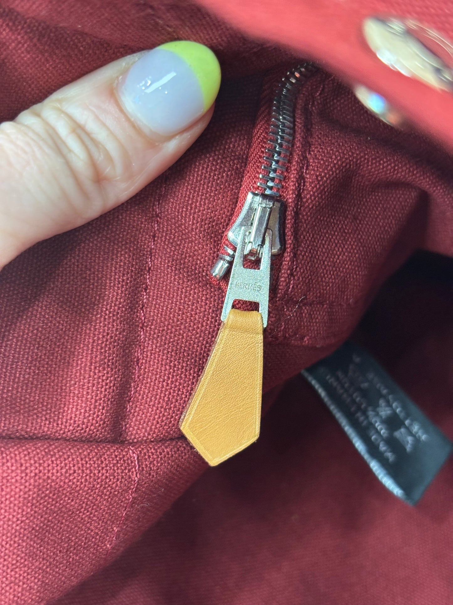Hermes Red Canvas Tote