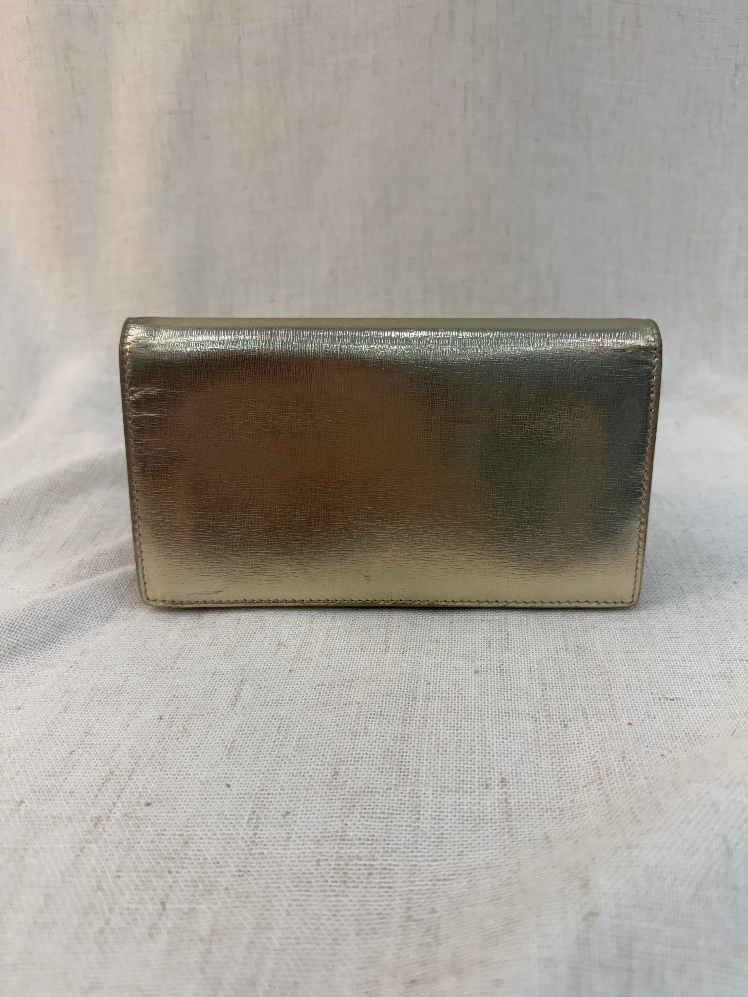 Chanel Gold Leather Coco Mark Long Wallet