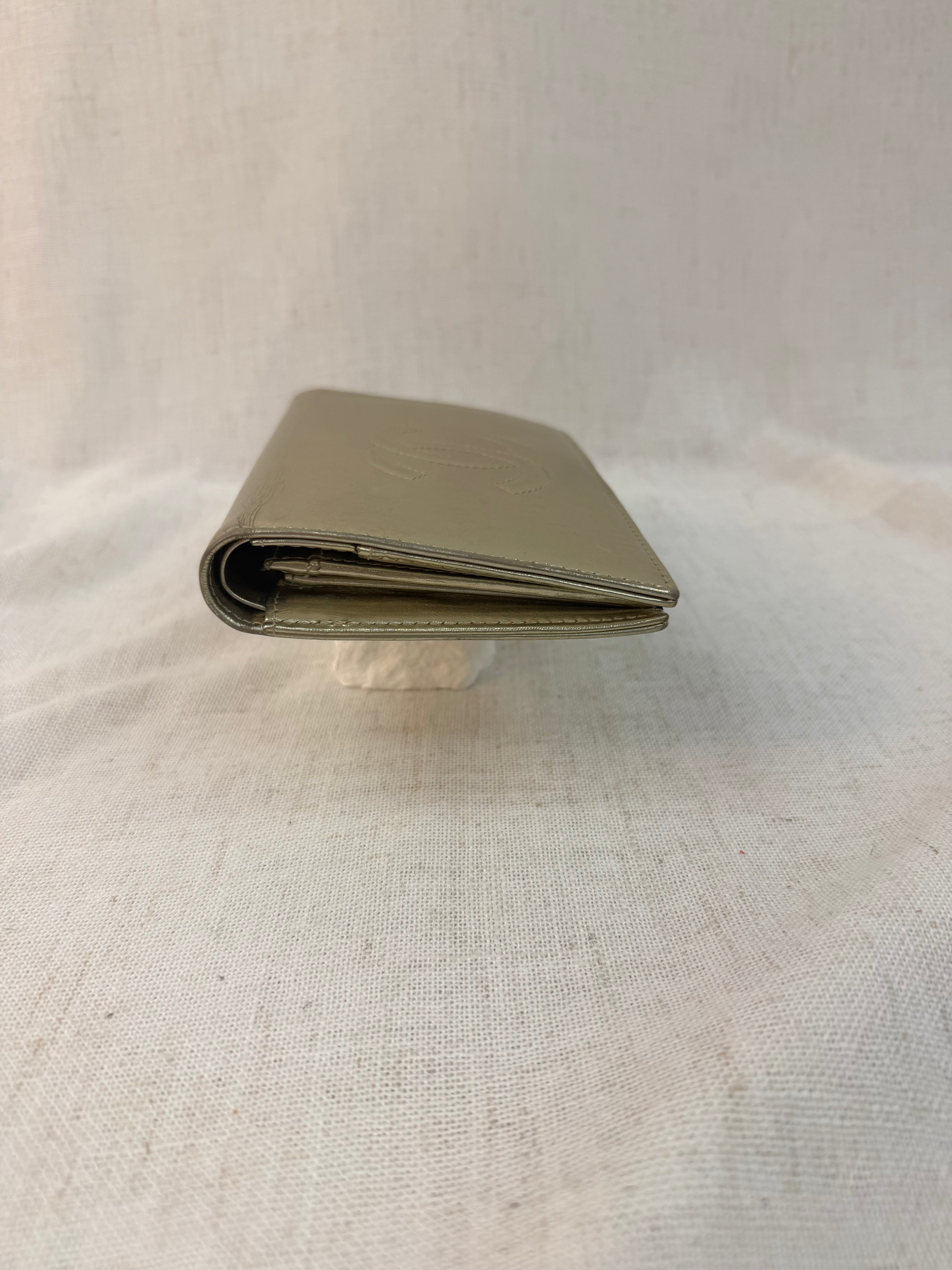 Chanel Gold Leather Coco Mark Long Wallet