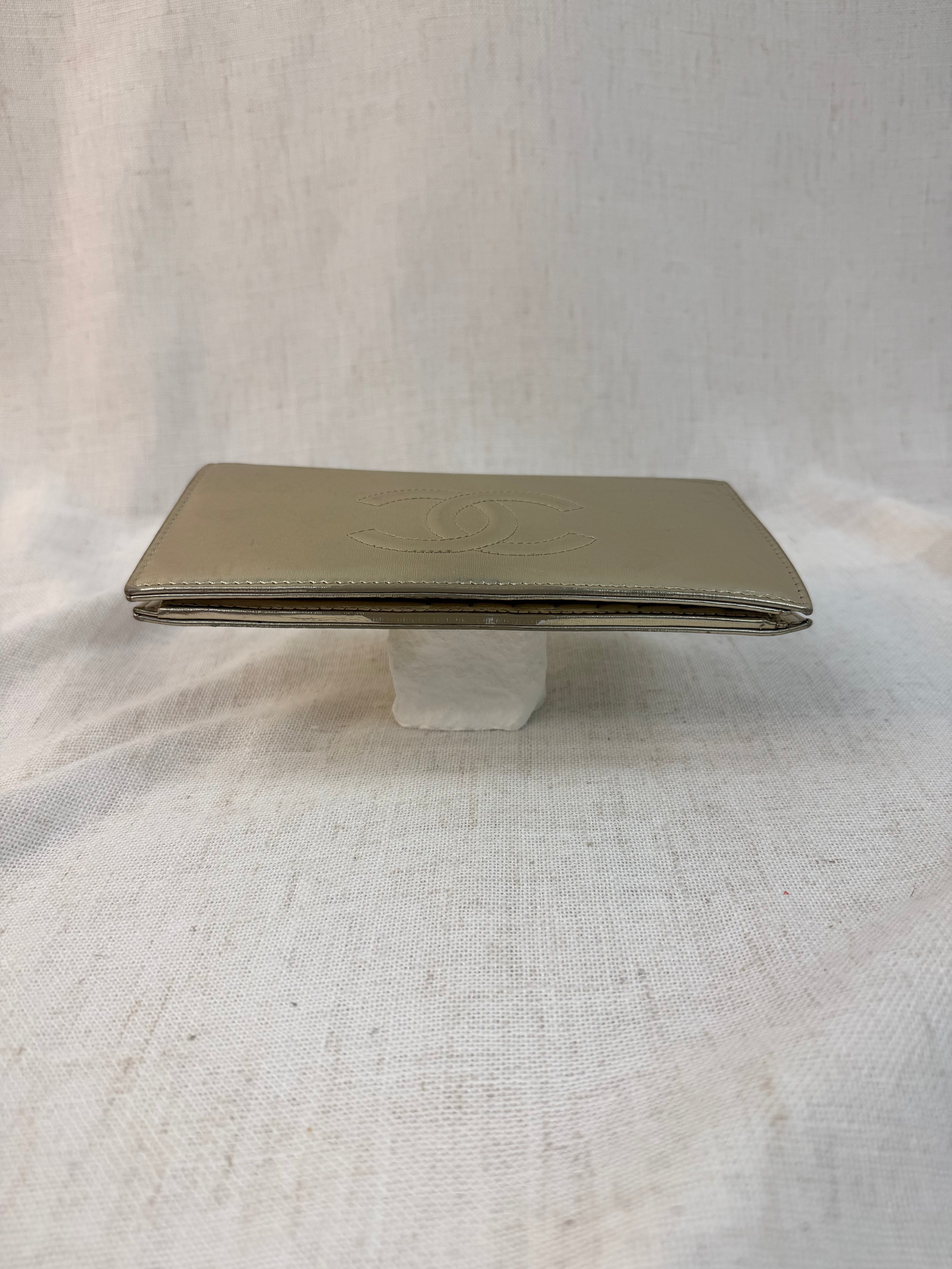 Chanel Gold Leather Coco Mark Long Wallet